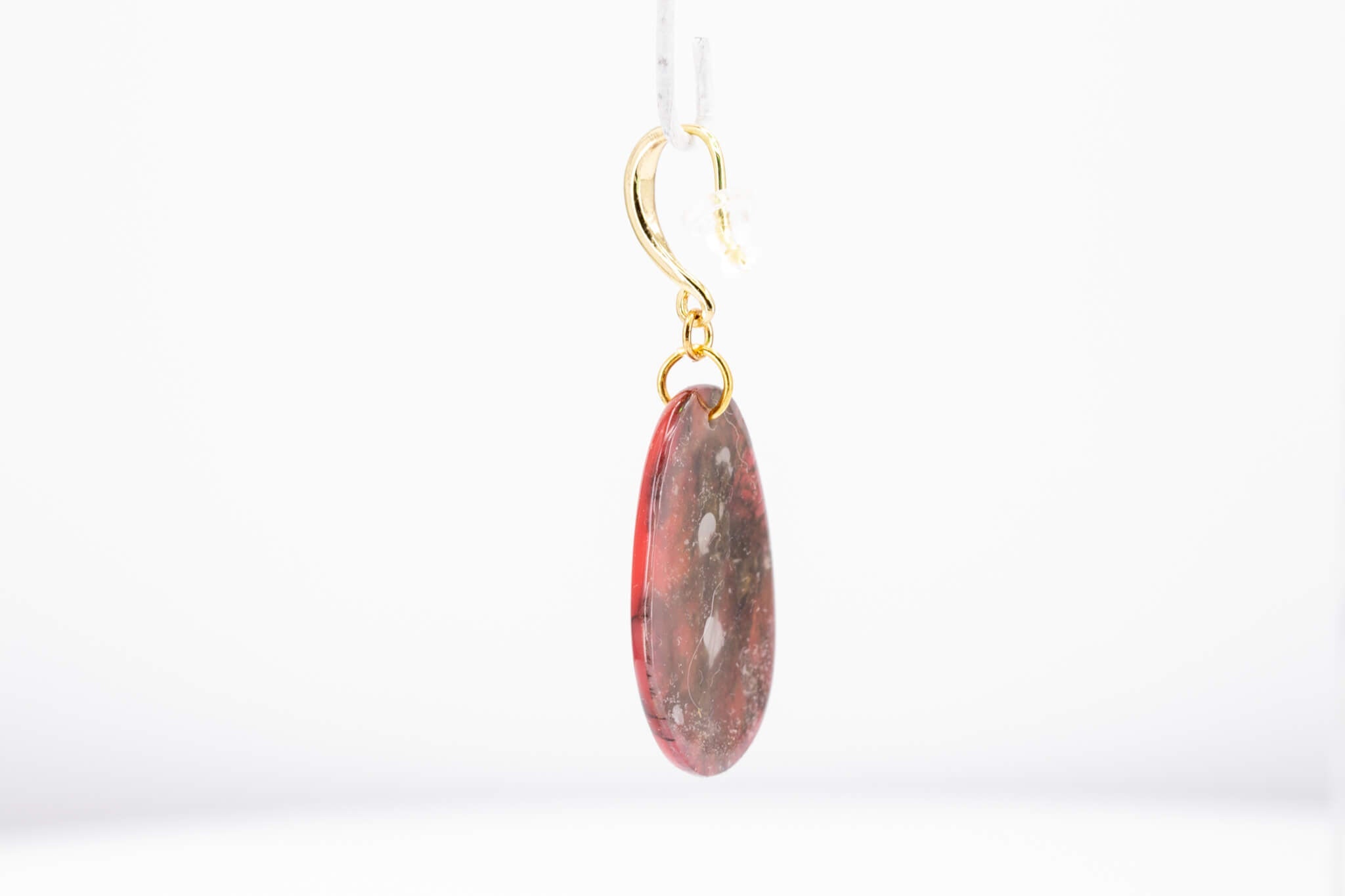 Crimson Stone Pebble Earrings - Pearl Moon Creations