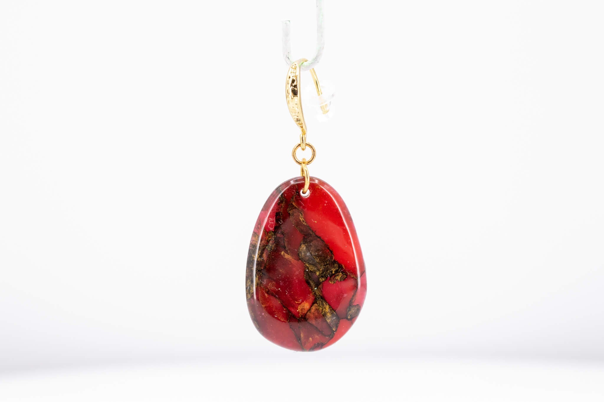 Crimson Stone Pebble Earrings - Pearl Moon Creations