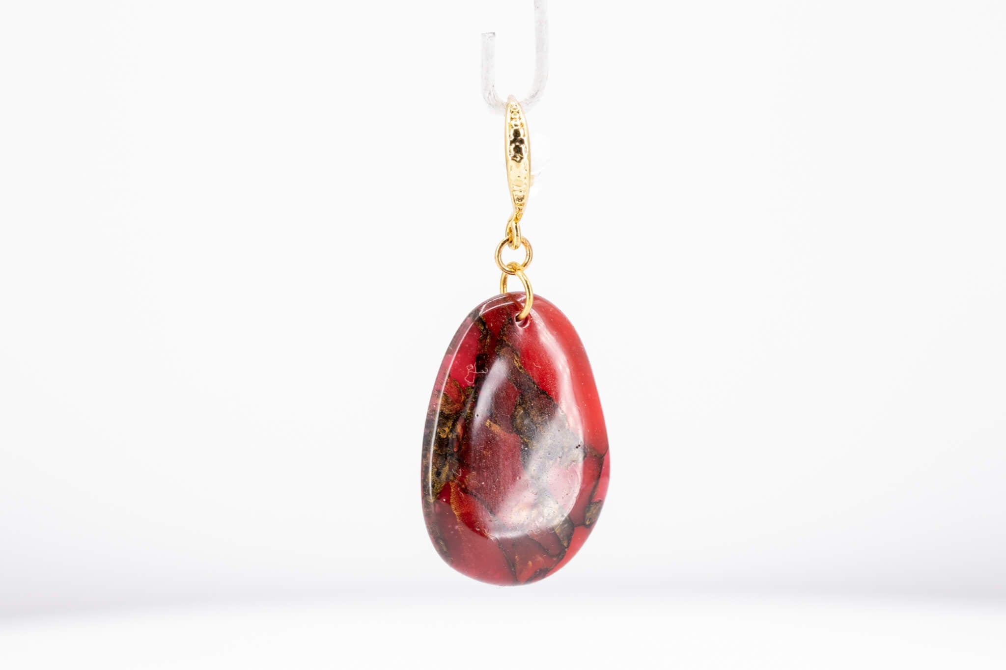 Crimson Stone Pebble Earrings - Pearl Moon Creations