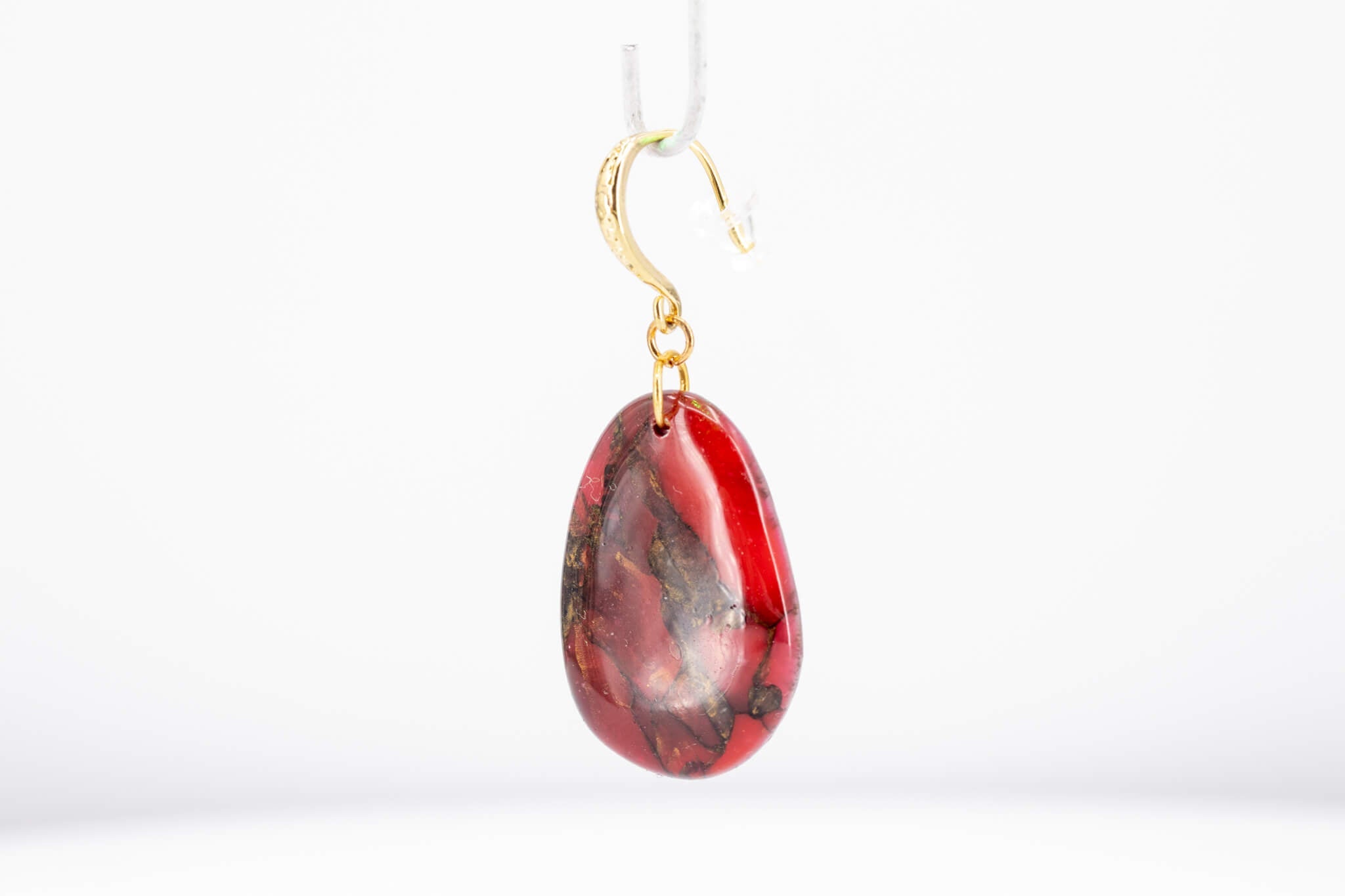 Crimson Stone Pebble Earrings - Pearl Moon Creations