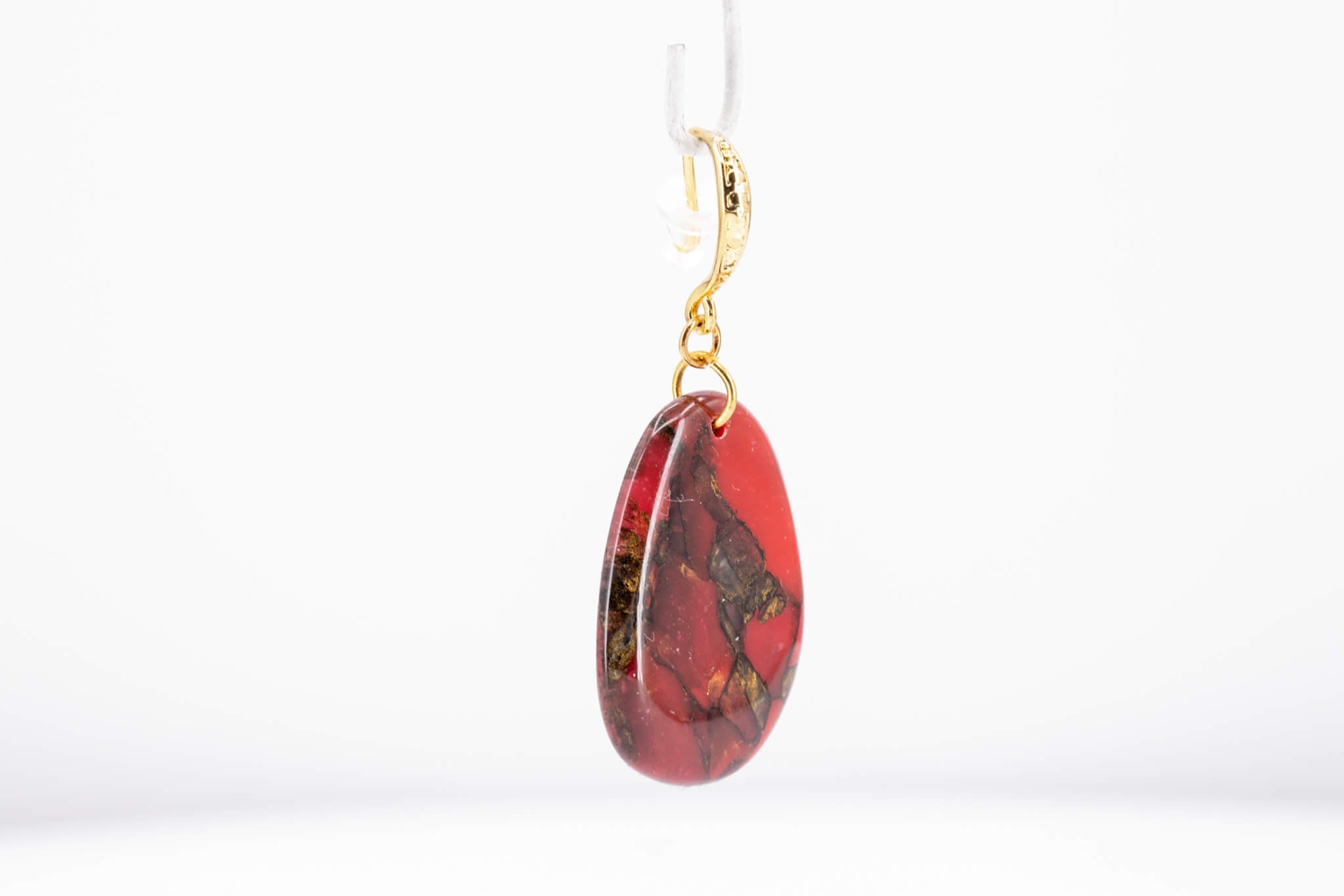 Crimson Stone Pebble Earrings - Pearl Moon Creations