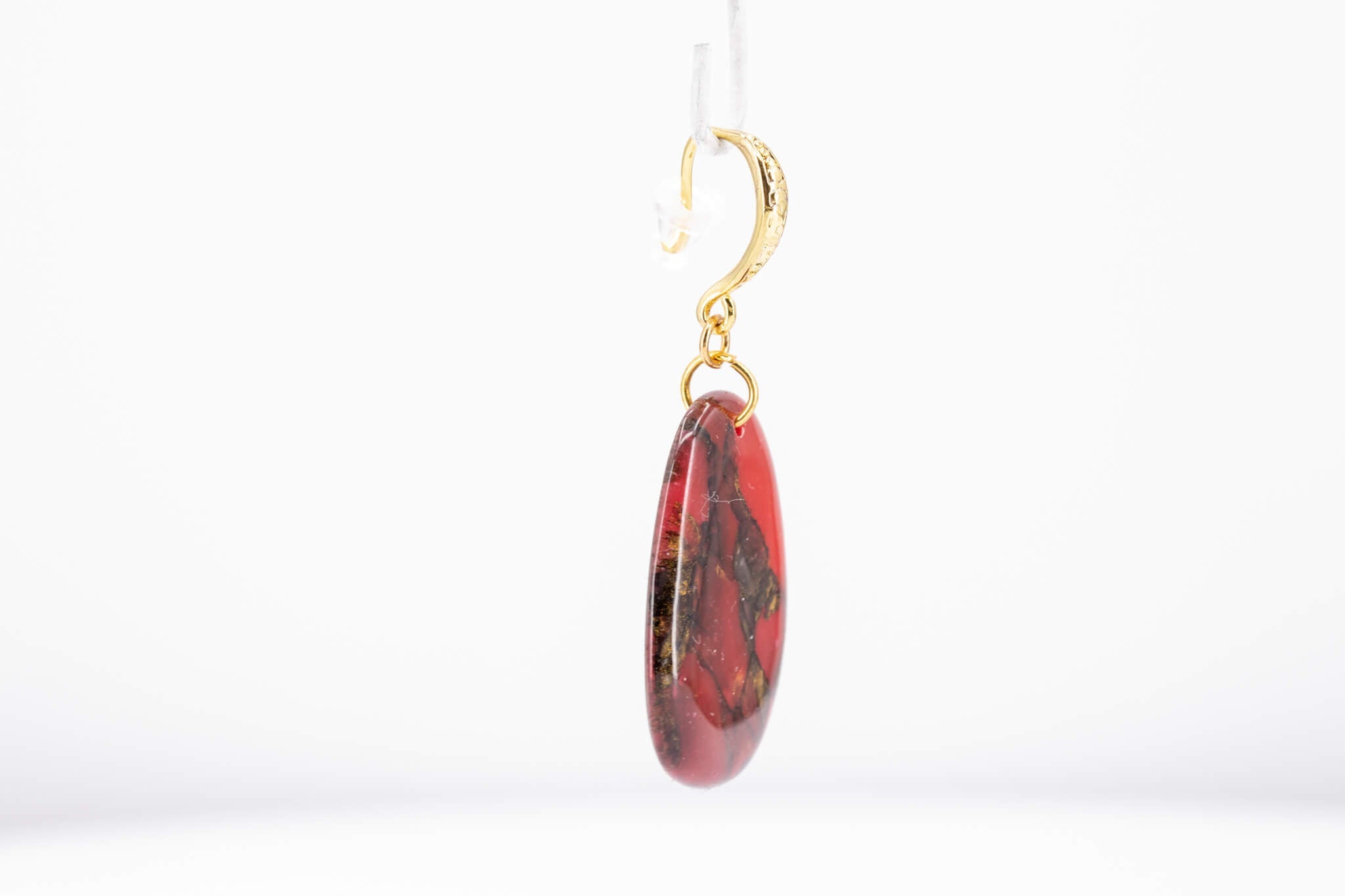 Crimson Stone Pebble Earrings - Pearl Moon Creations
