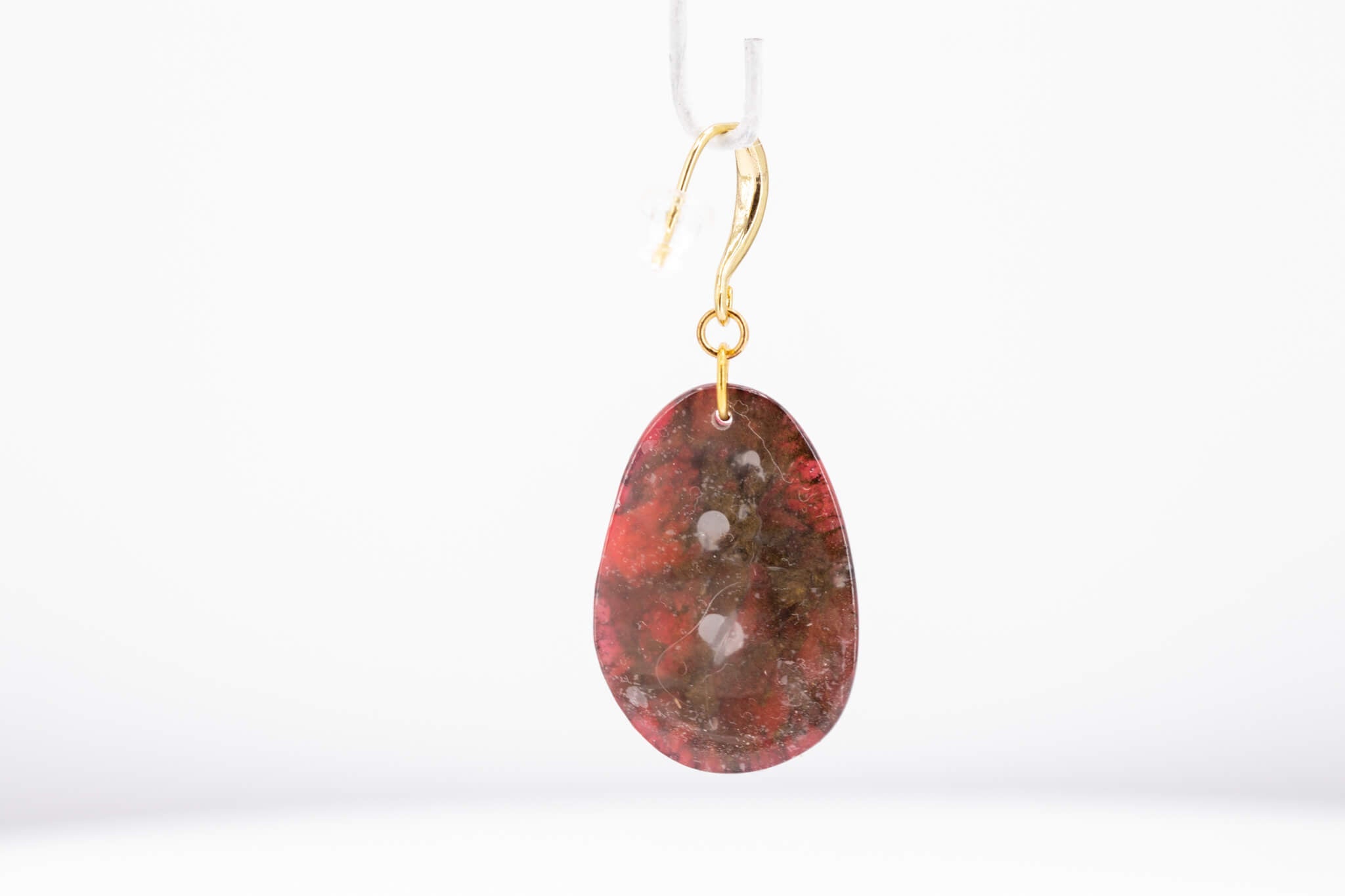 Crimson Stone Pebble Earrings - Pearl Moon Creations