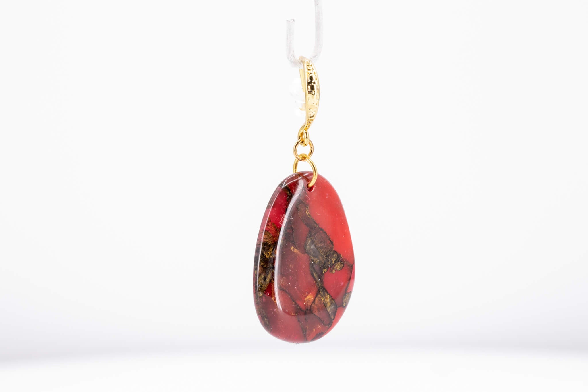 Crimson Stone Pebble Earrings - Pearl Moon Creations