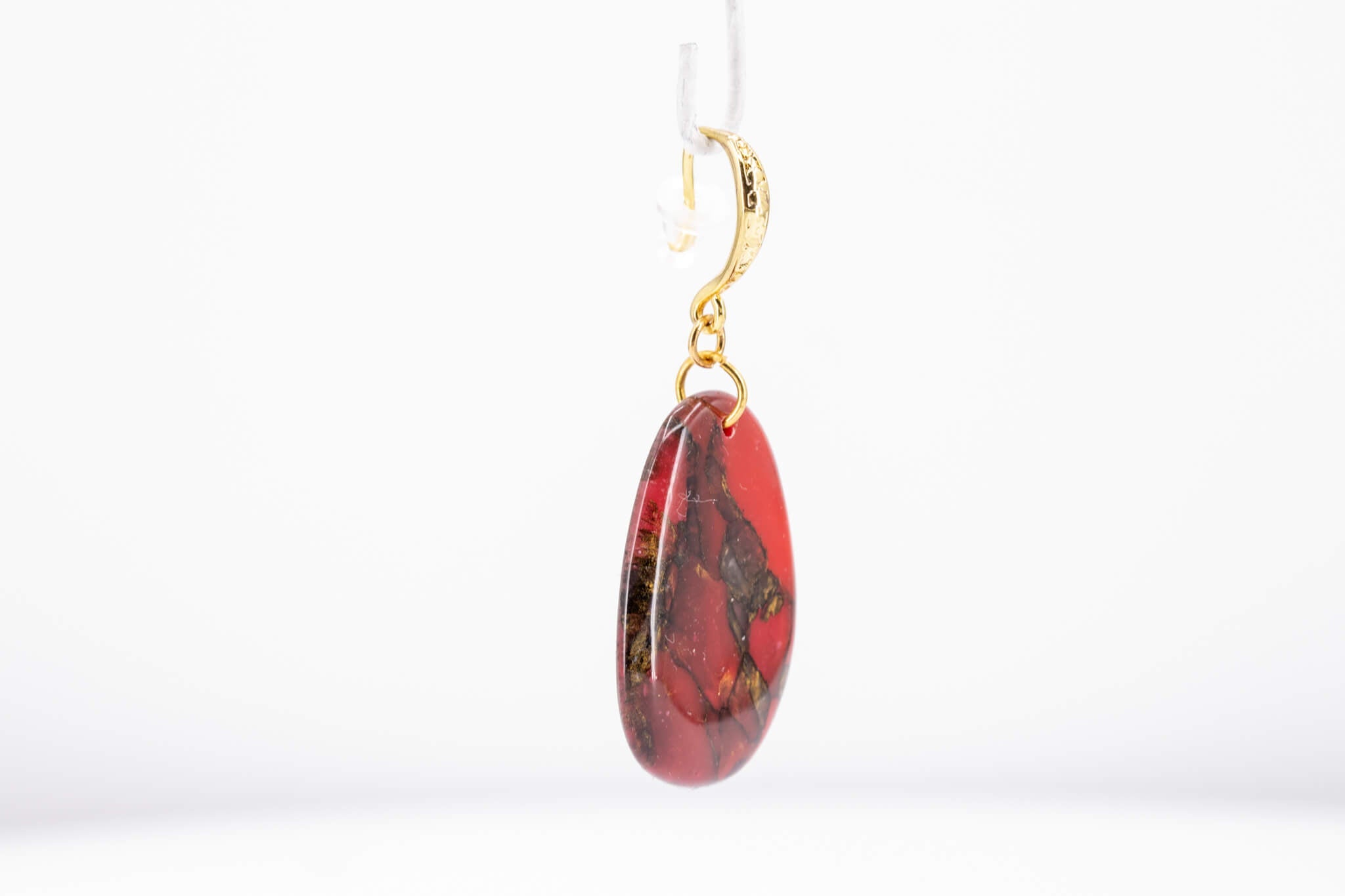 Crimson Stone Pebble Earrings - Pearl Moon Creations