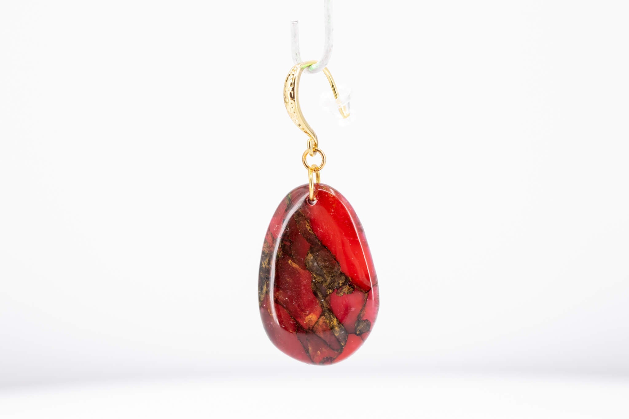 Crimson Stone Pebble Earrings - Pearl Moon Creations