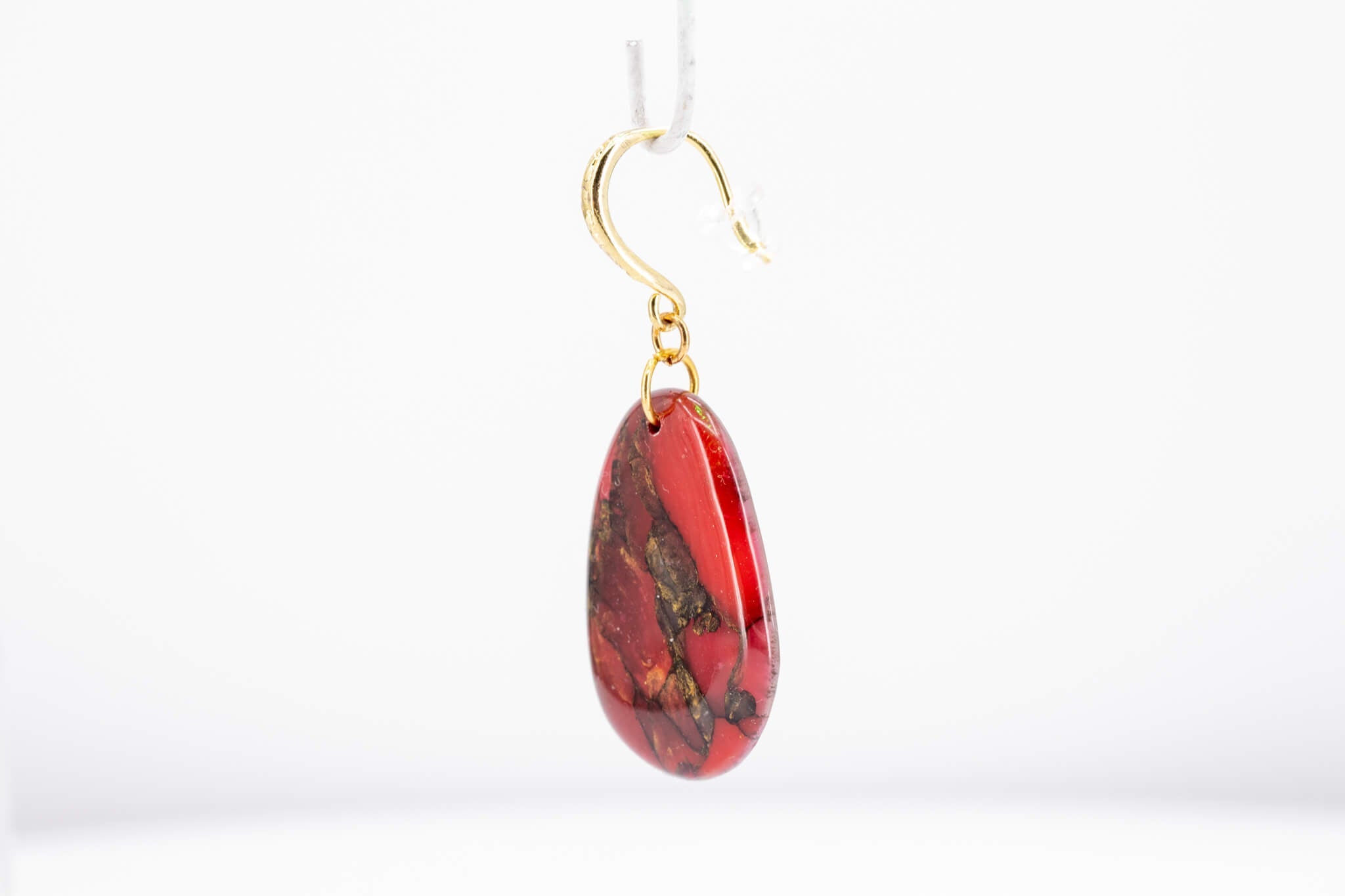 Crimson Stone Pebble Earrings - Pearl Moon Creations