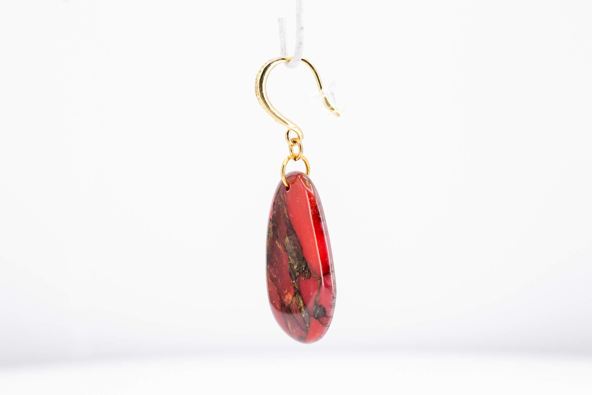 Crimson Stone Pebble Earrings - Pearl Moon Creations