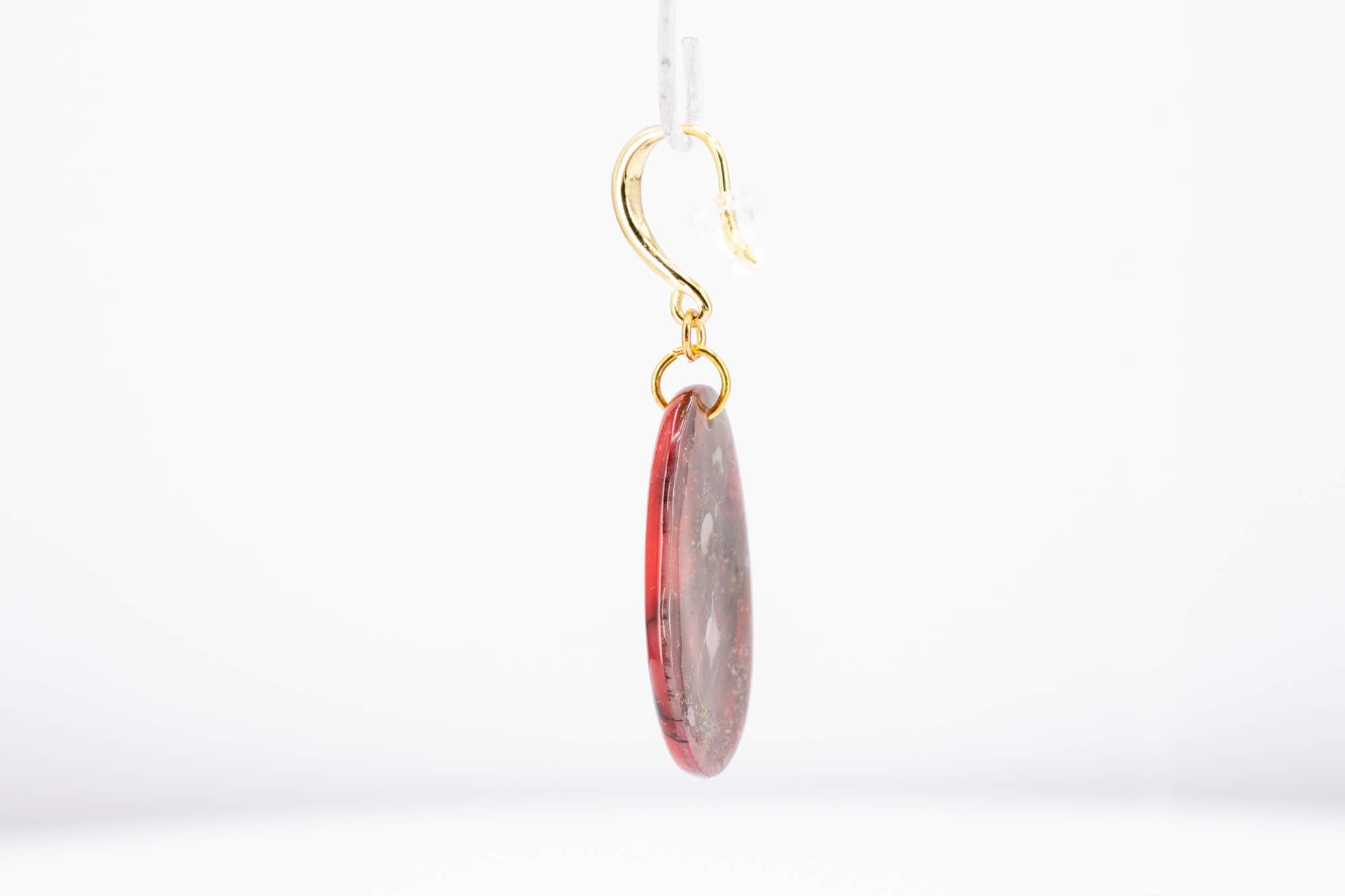 Crimson Stone Pebble Earrings - Pearl Moon Creations