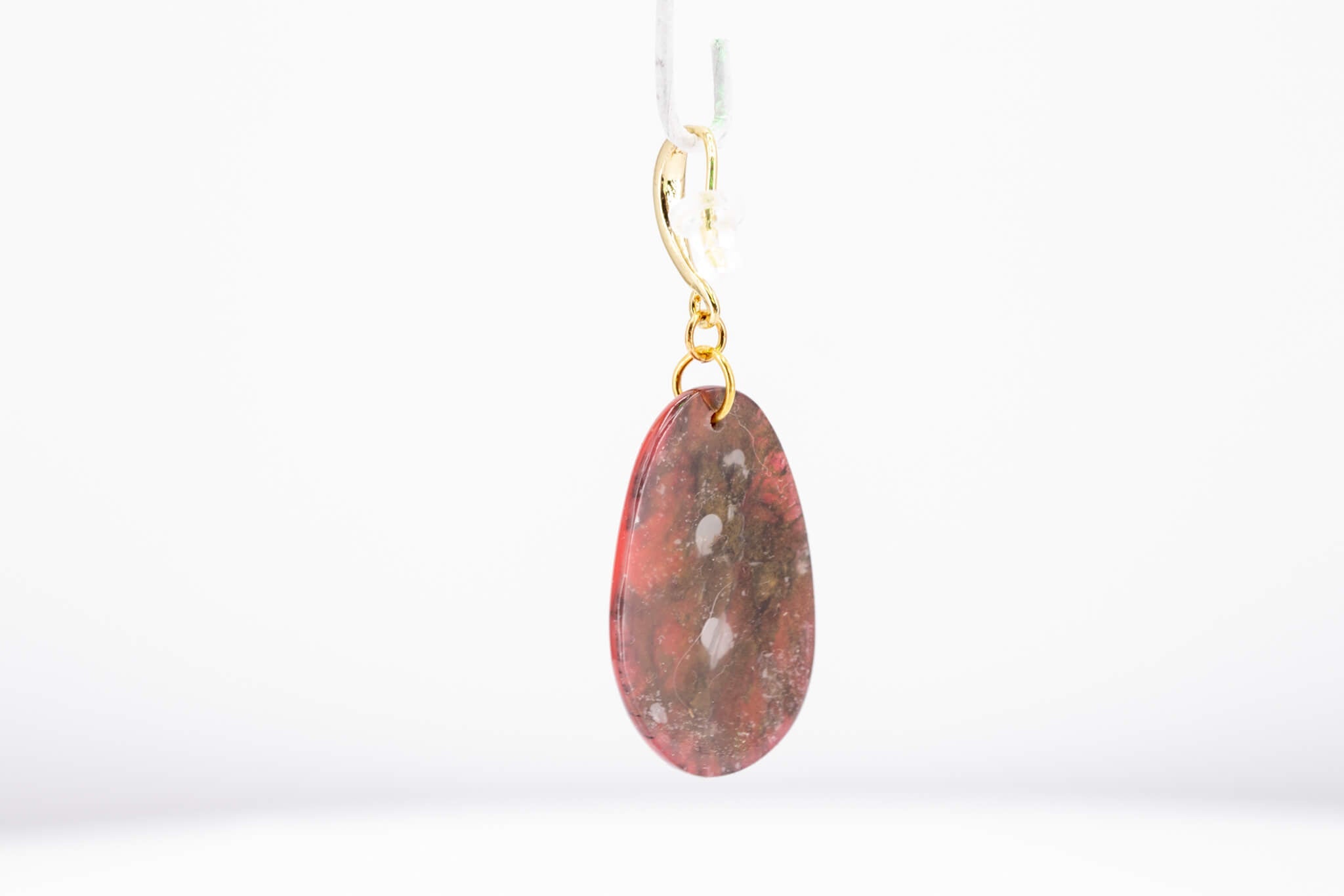 Crimson Stone Pebble Earrings - Pearl Moon Creations