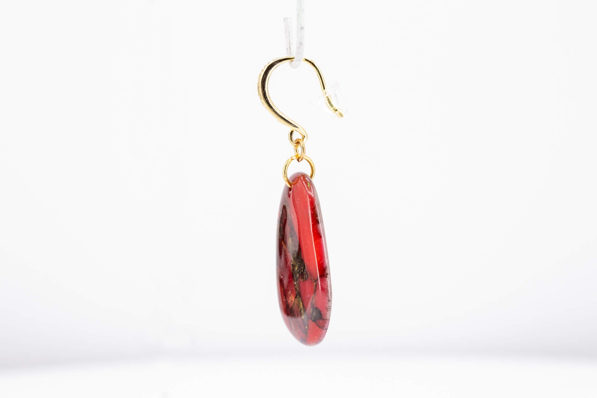Crimson Stone Pebble Earrings - Pearl Moon Creations