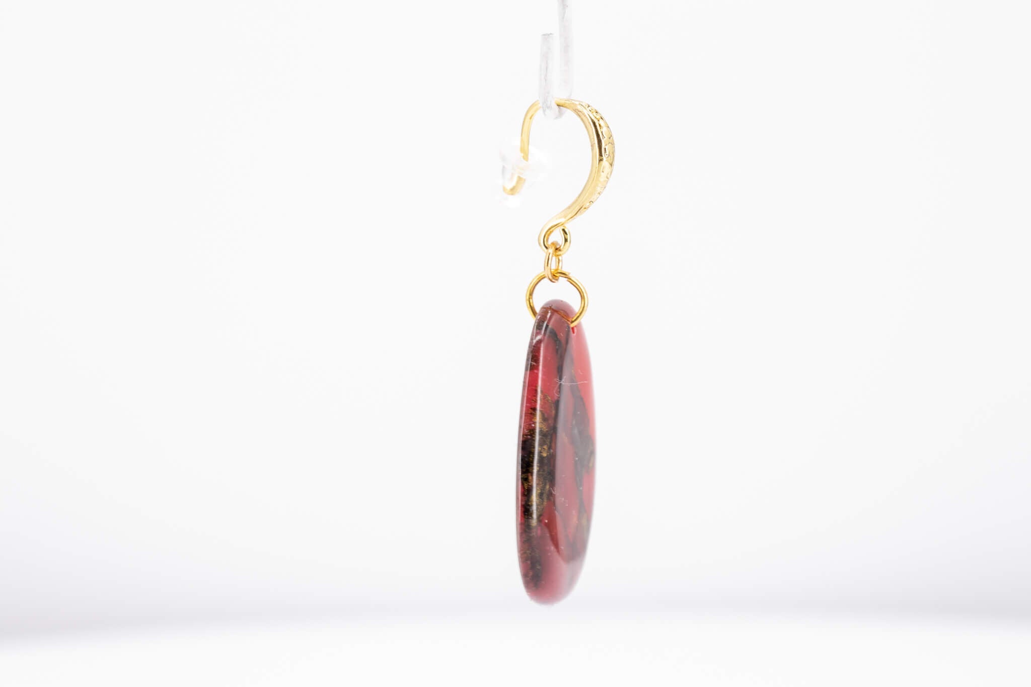 Crimson Stone Pebble Earrings - Pearl Moon Creations