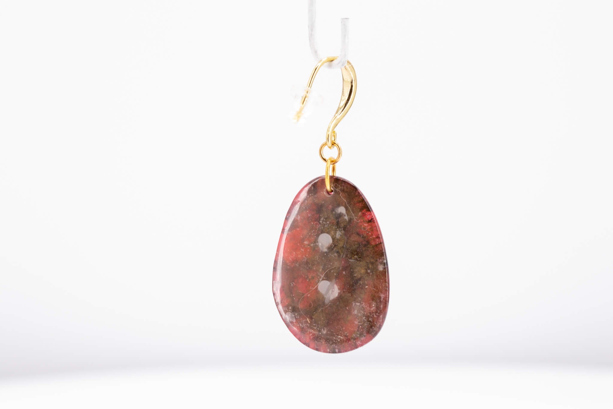 Crimson Stone Pebble Earrings - Pearl Moon Creations
