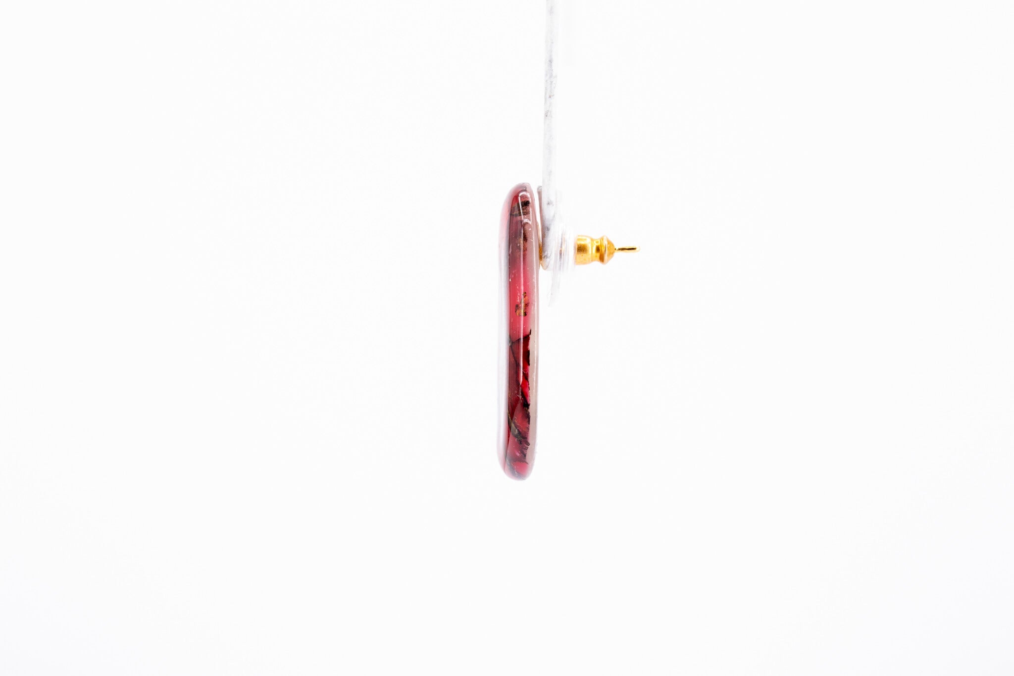 Crimson Stone Pebble Post Earrings - Pearl Moon Creations