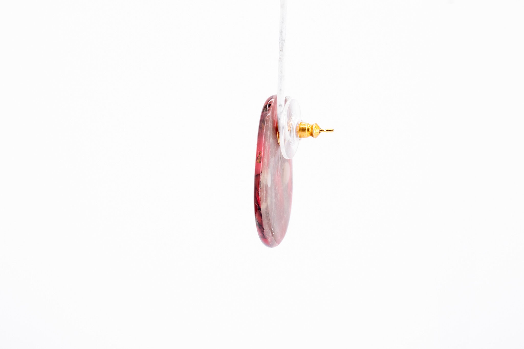 Crimson Stone Pebble Post Earrings - Pearl Moon Creations