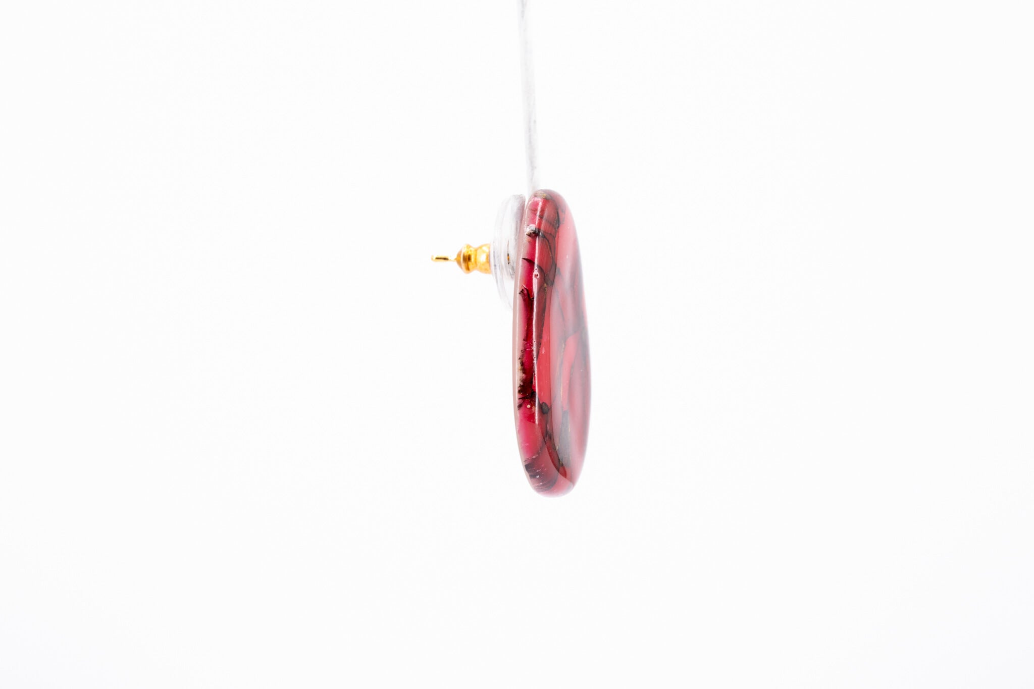 Crimson Stone Pebble Post Earrings - Pearl Moon Creations