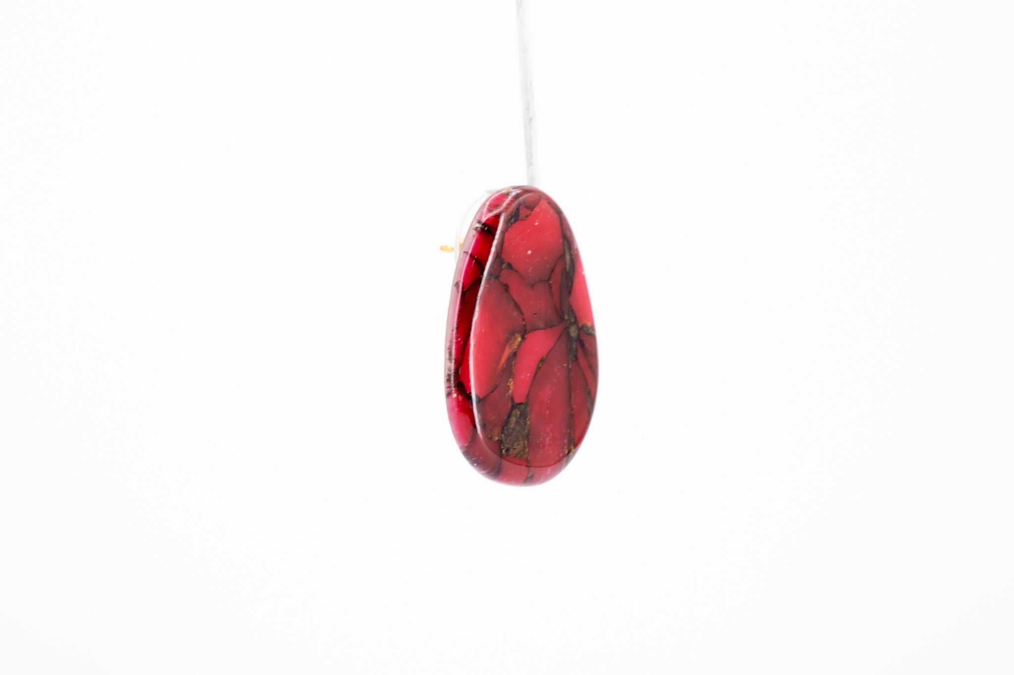 Crimson Stone Pebble Post Earrings - Pearl Moon Creations