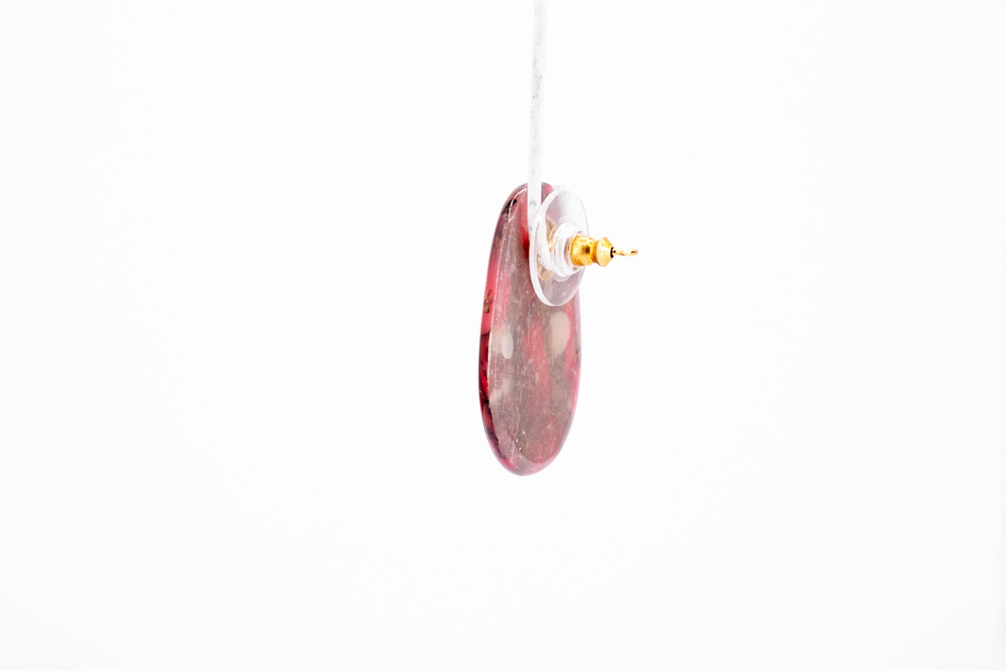 Crimson Stone Pebble Post Earrings - Pearl Moon Creations