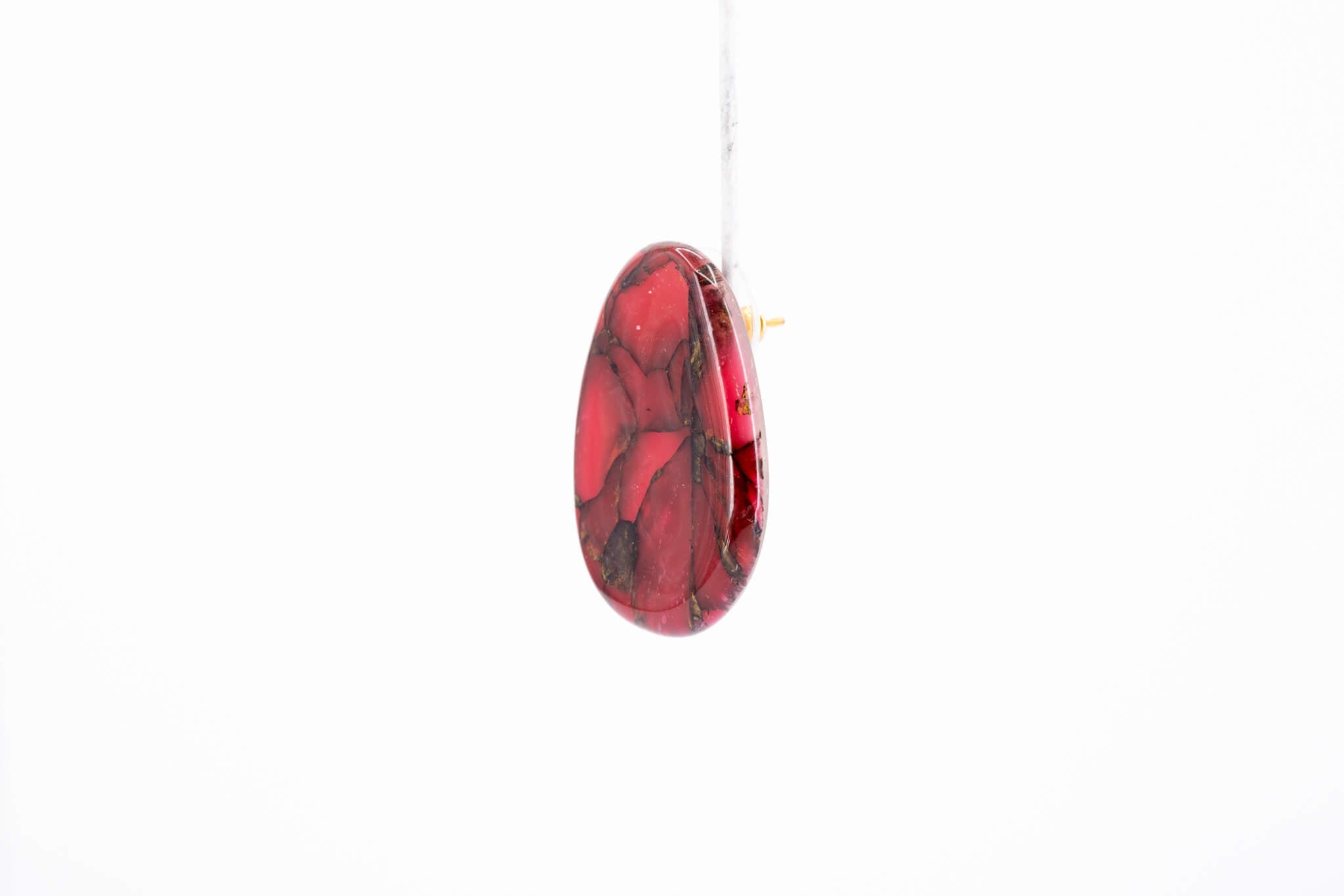 Crimson Stone Pebble Post Earrings - Pearl Moon Creations