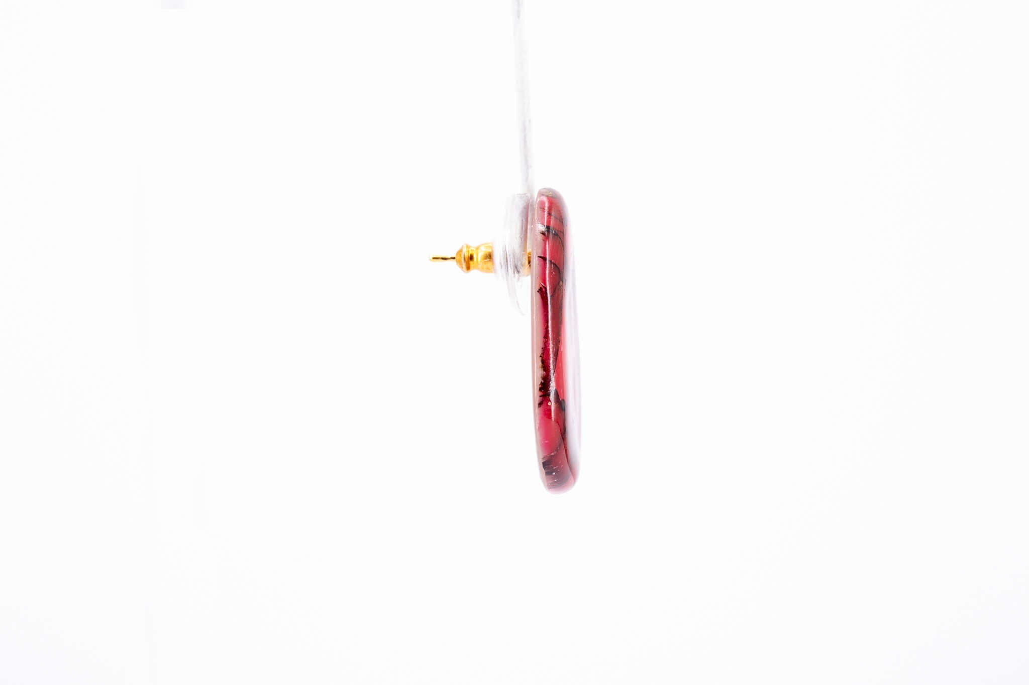 Crimson Stone Pebble Post Earrings - Pearl Moon Creations