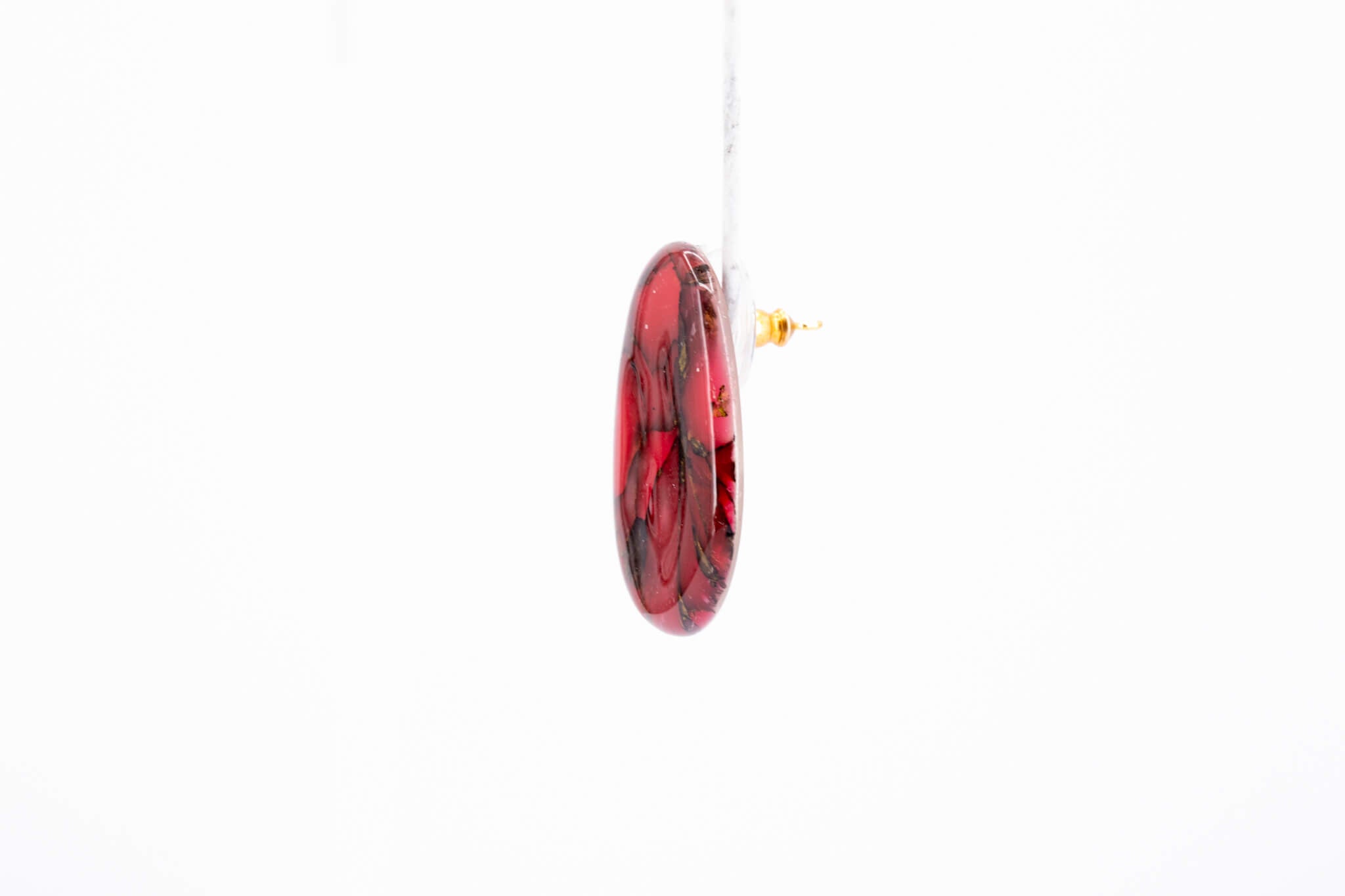 Crimson Stone Pebble Post Earrings - Pearl Moon Creations