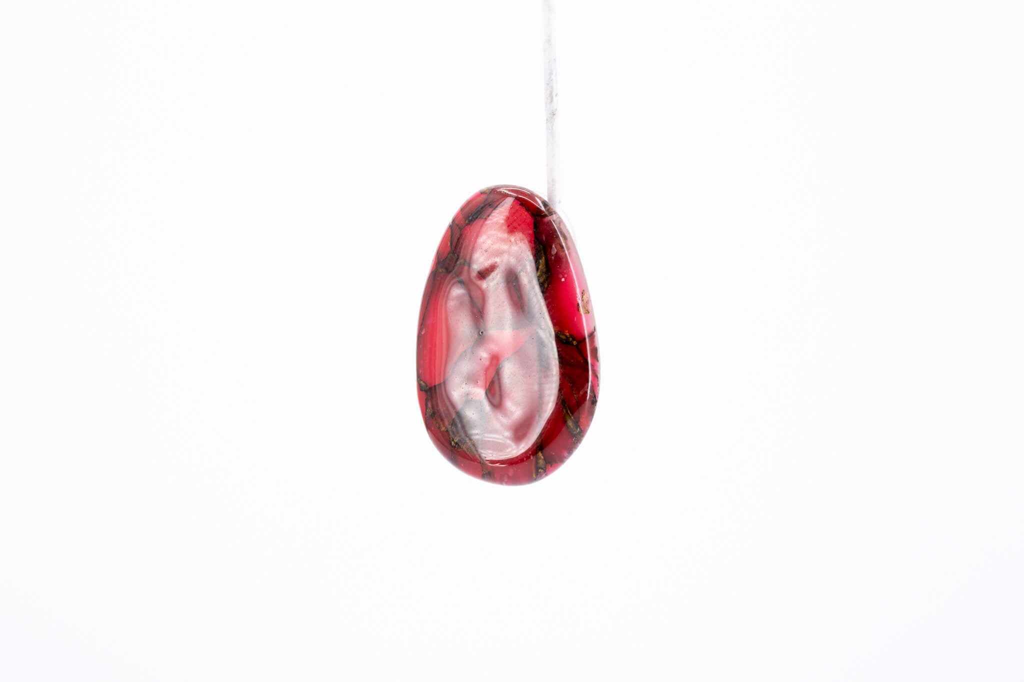 Crimson Stone Pebble Post Earrings - Pearl Moon Creations