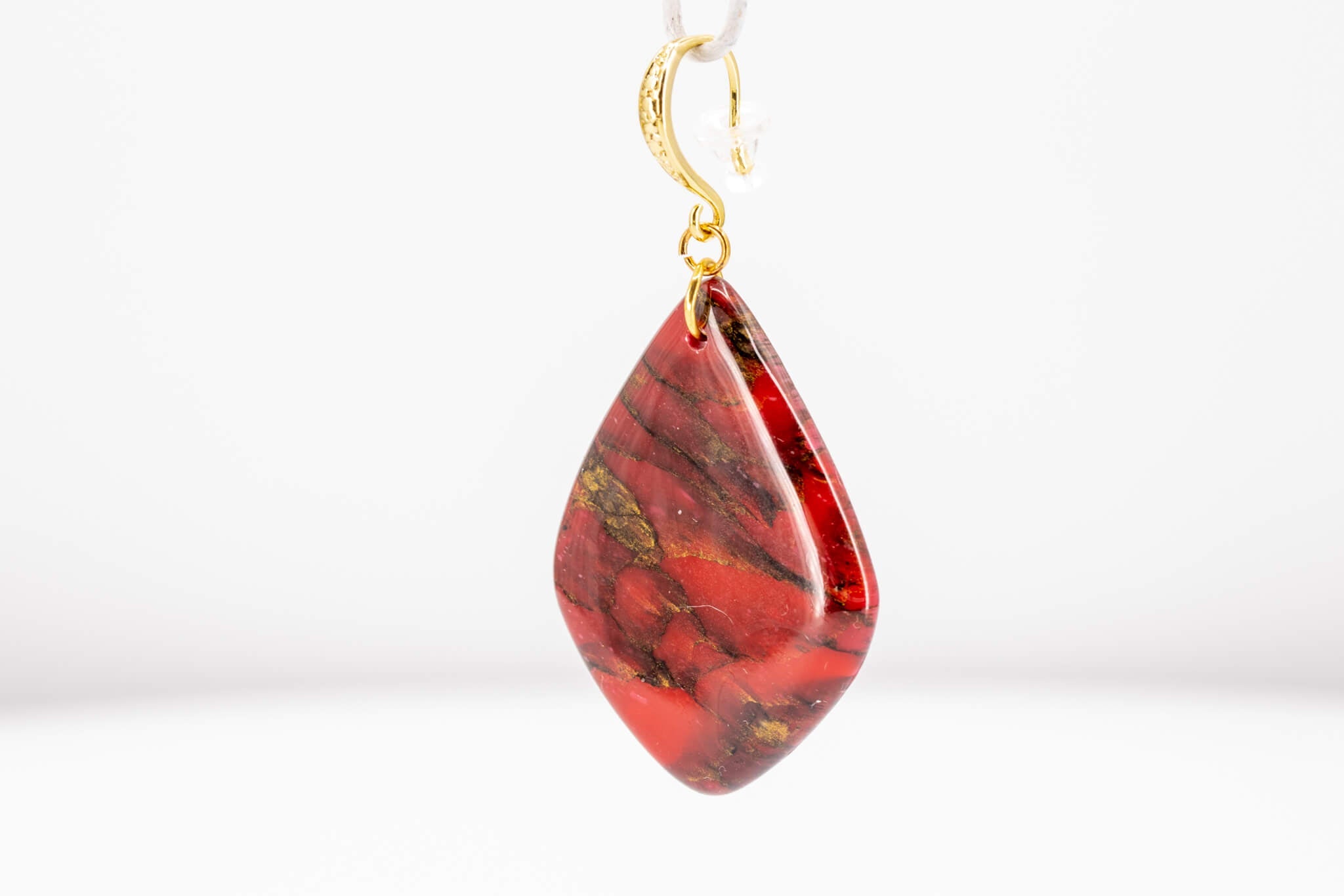 Crimson Stone Polymer Clay Earrings - Pearl Moon Creations