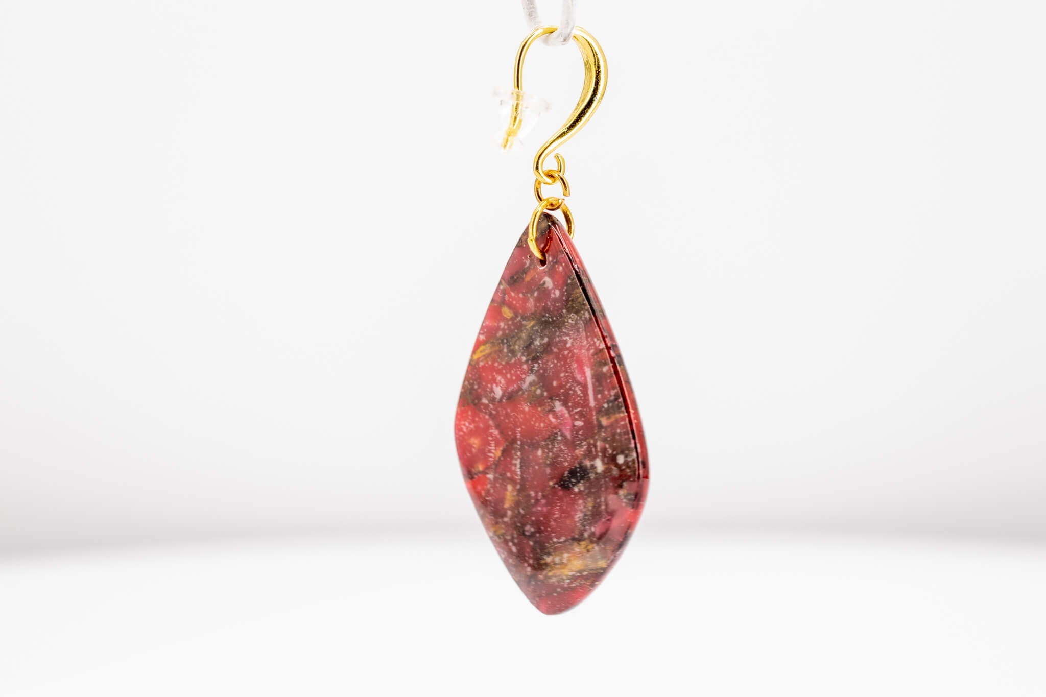 Crimson Stone Polymer Clay Earrings - Pearl Moon Creations