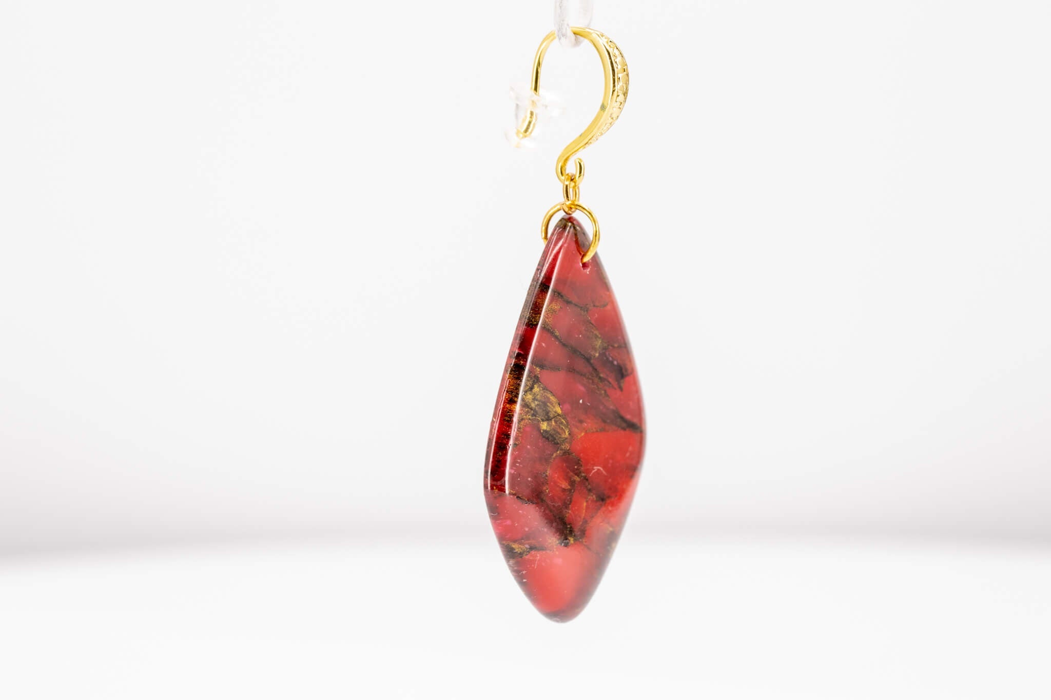 Crimson Stone Polymer Clay Earrings - Pearl Moon Creations