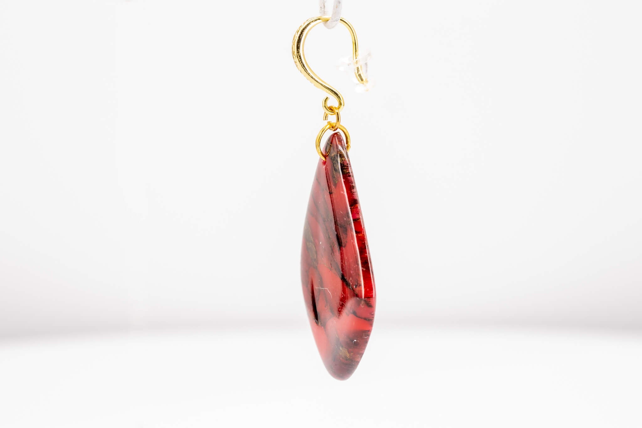 Crimson Stone Polymer Clay Earrings - Pearl Moon Creations
