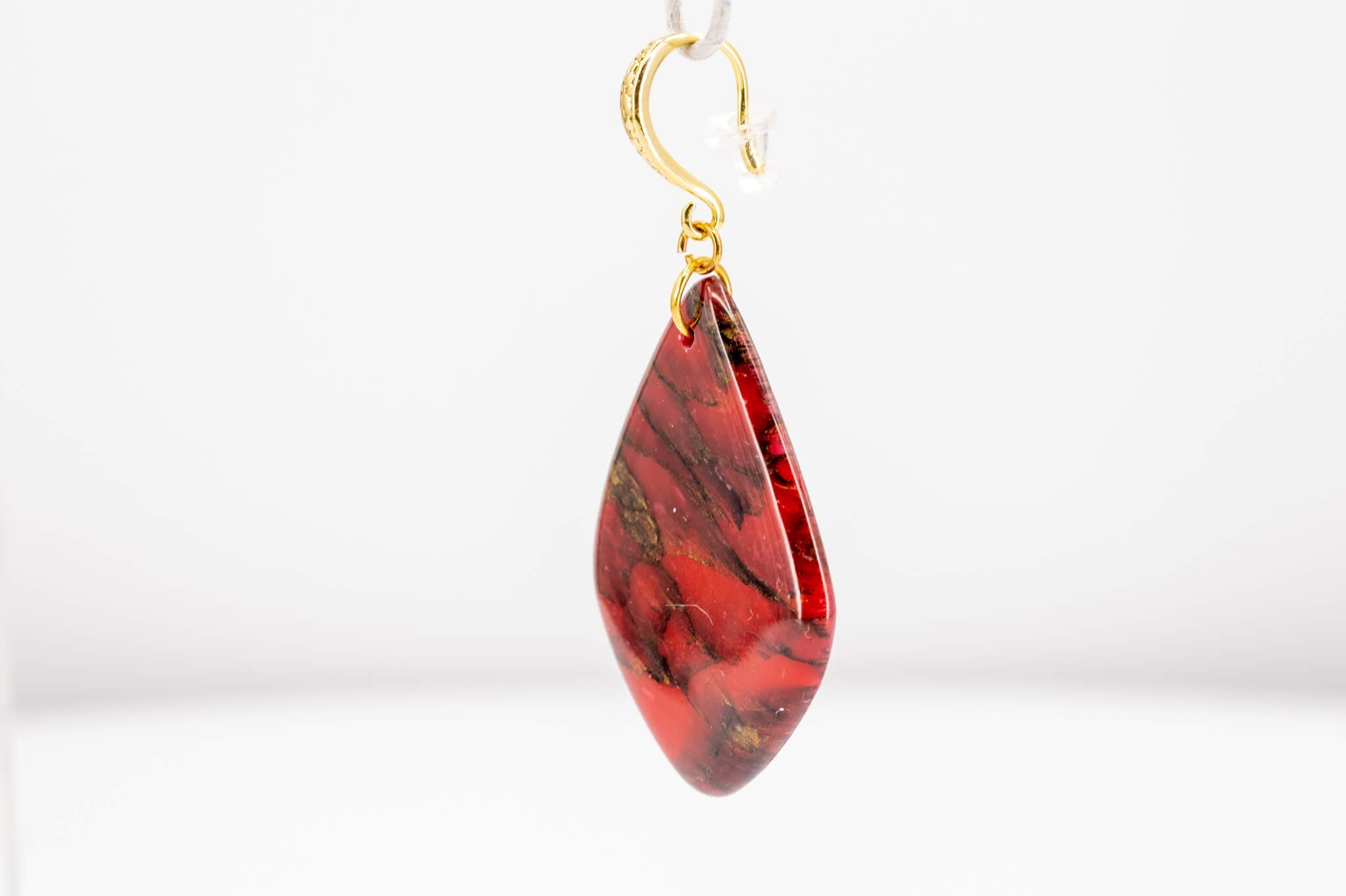 Crimson Stone Polymer Clay Earrings - Pearl Moon Creations