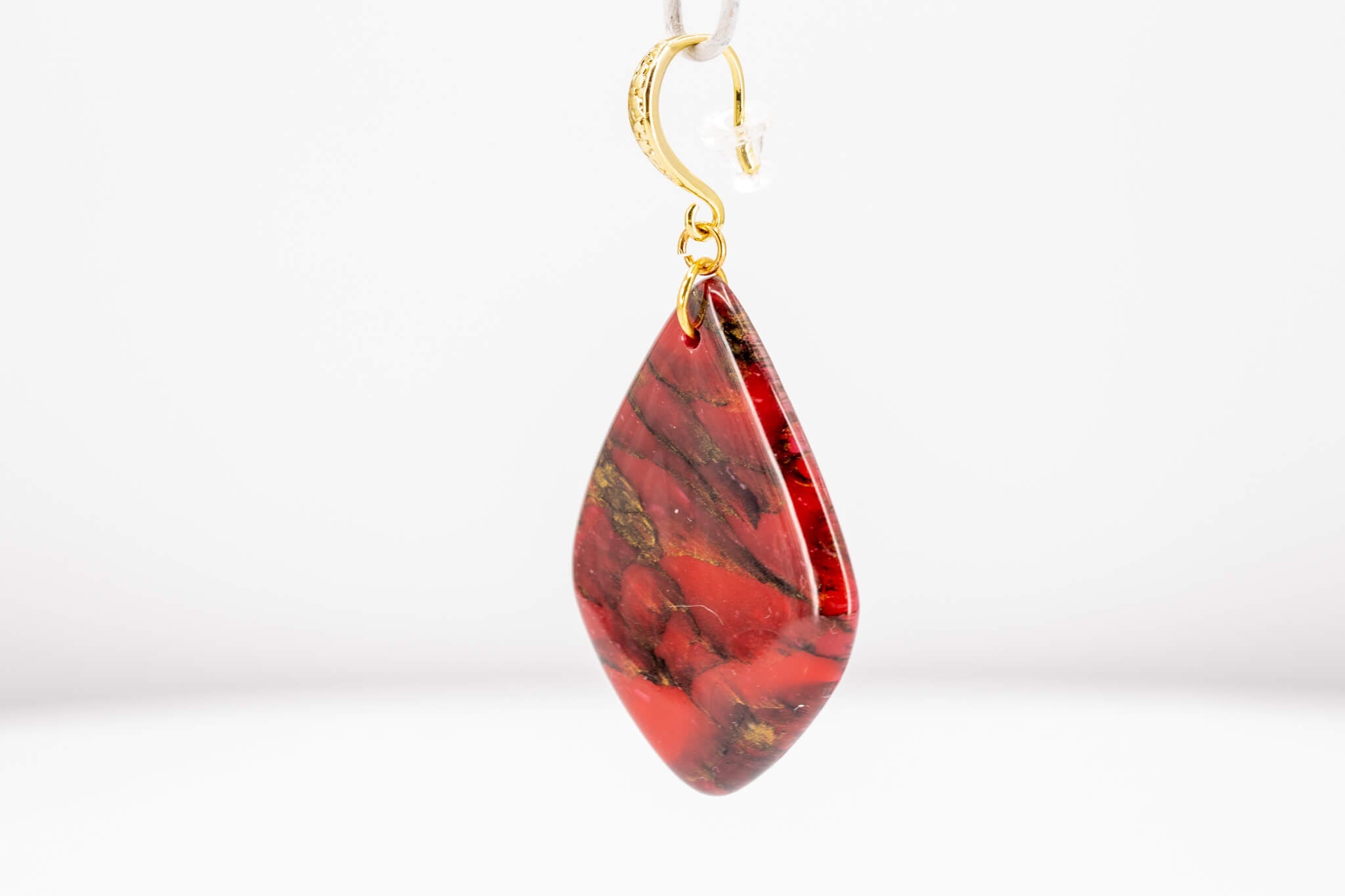 Crimson Stone Polymer Clay Earrings - Pearl Moon Creations