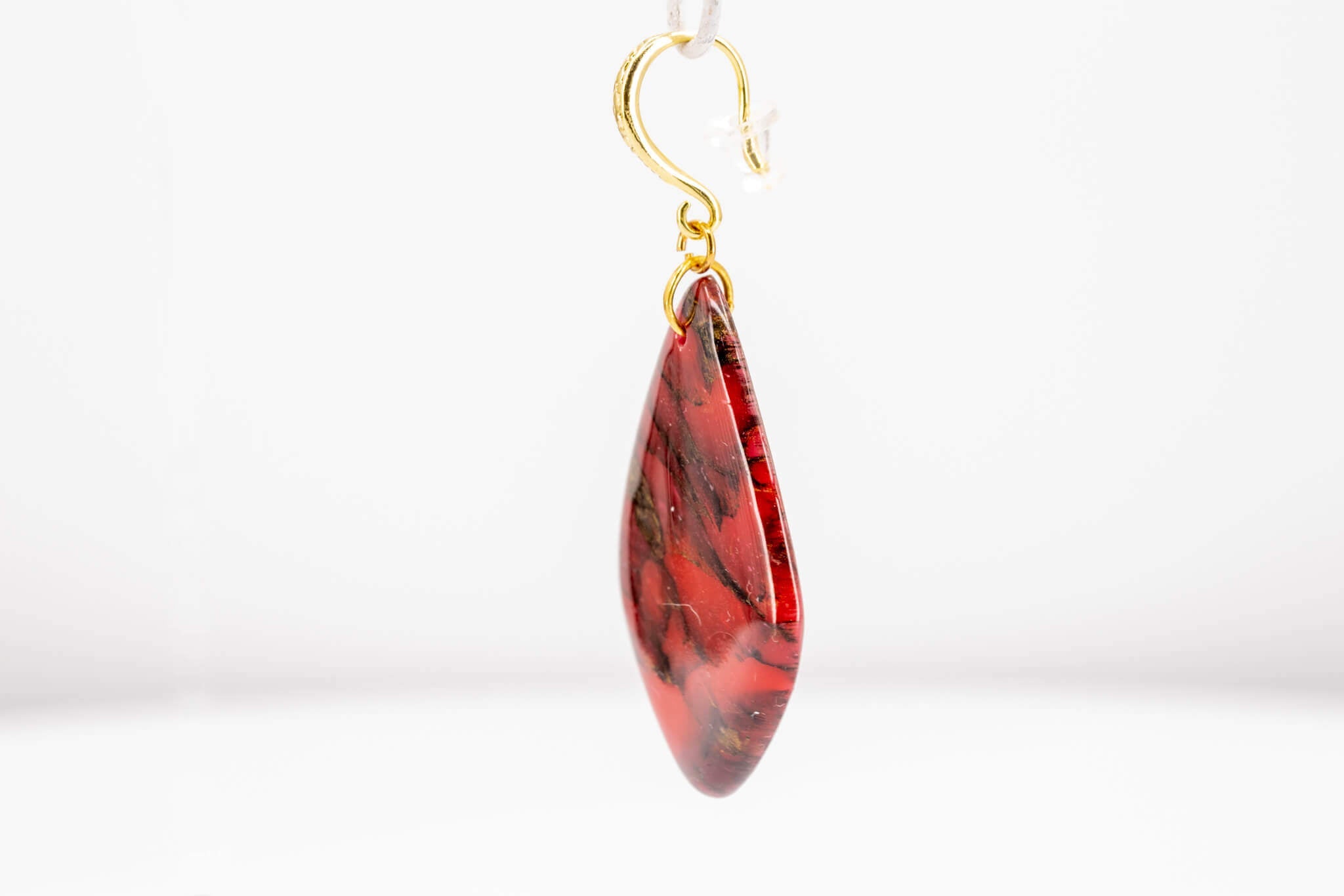 Crimson Stone Polymer Clay Earrings - Pearl Moon Creations
