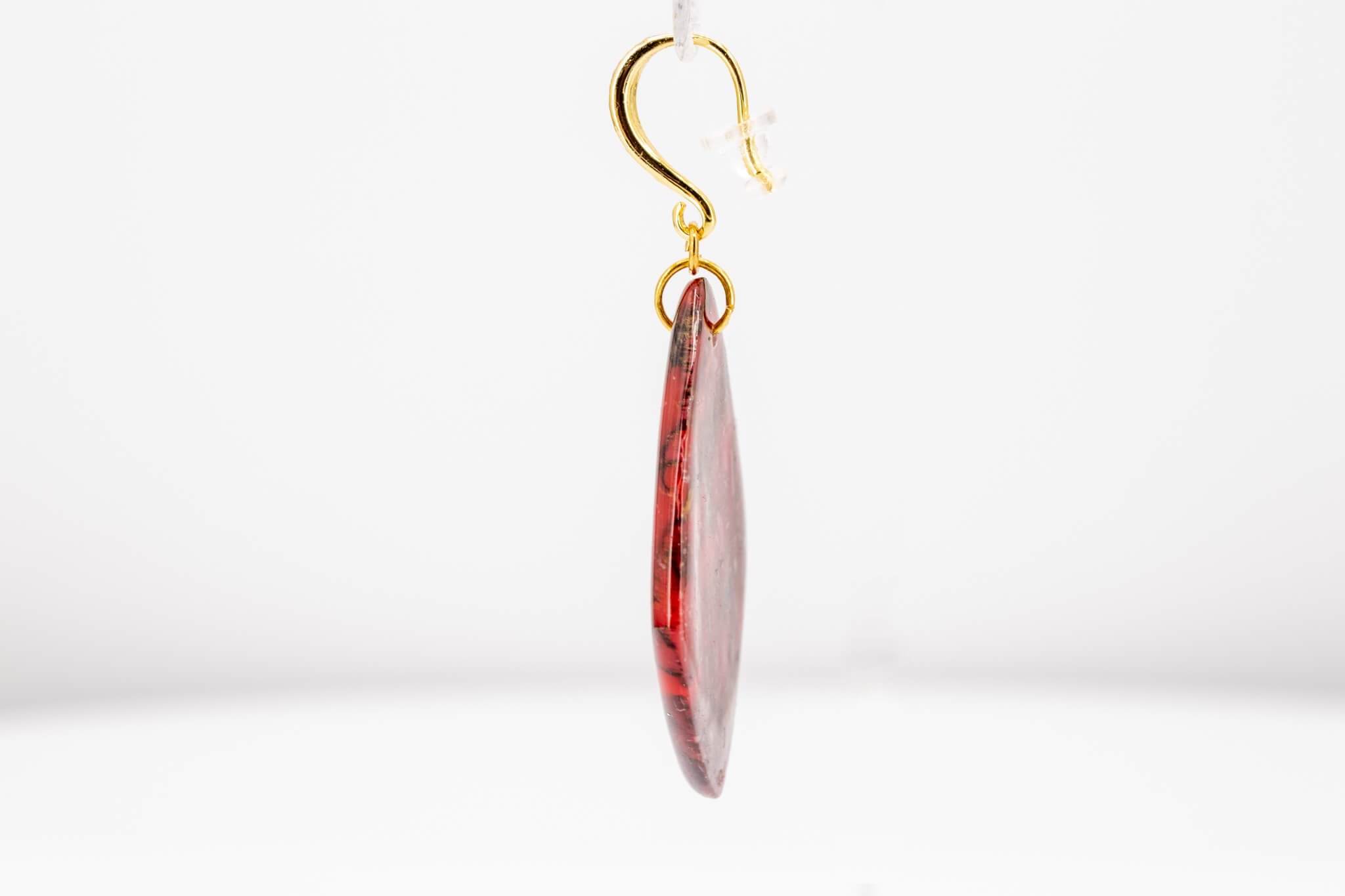 Crimson Stone Polymer Clay Earrings - Pearl Moon Creations