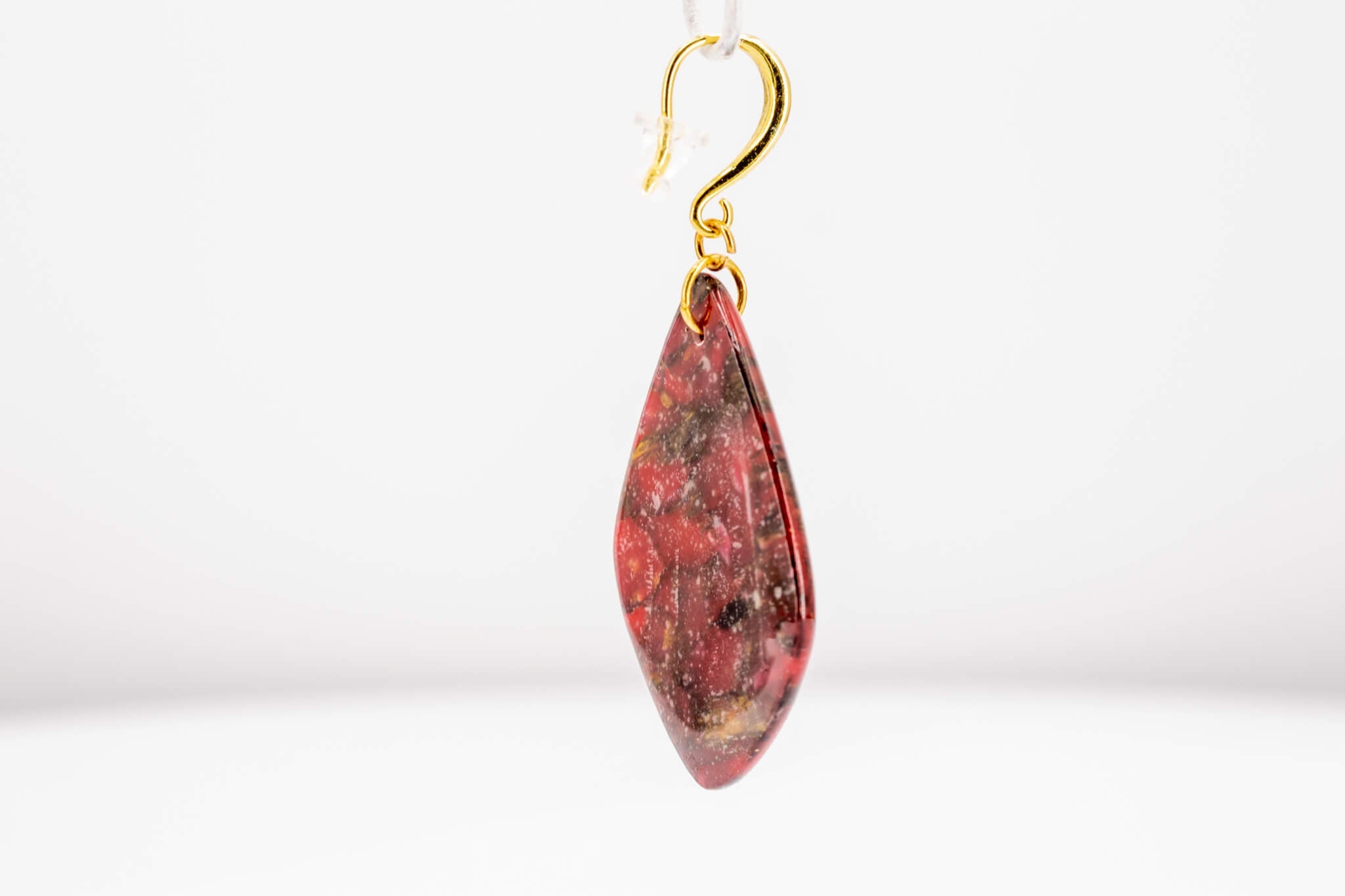 Crimson Stone Polymer Clay Earrings - Pearl Moon Creations