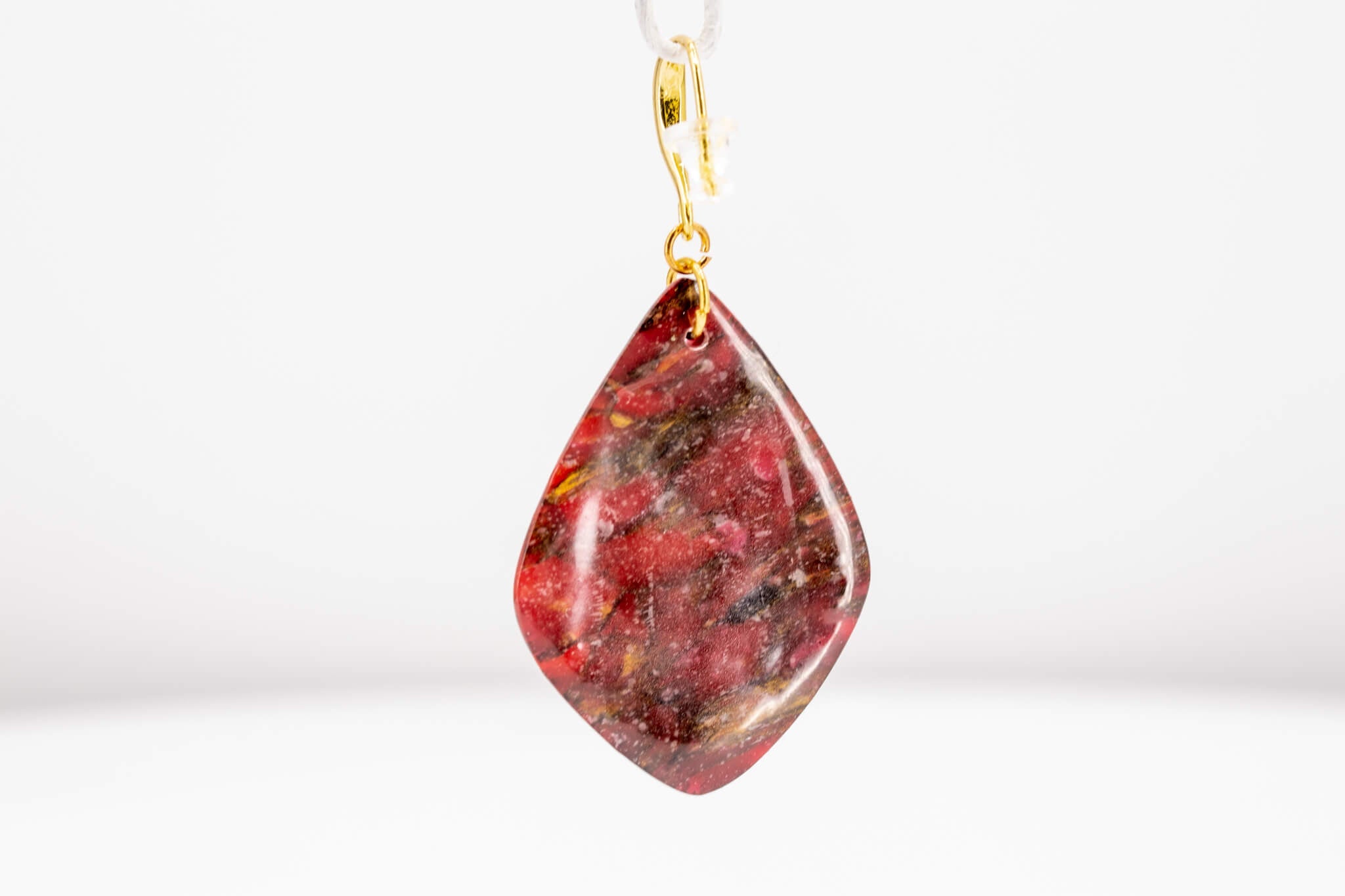 Crimson Stone Polymer Clay Earrings - Pearl Moon Creations