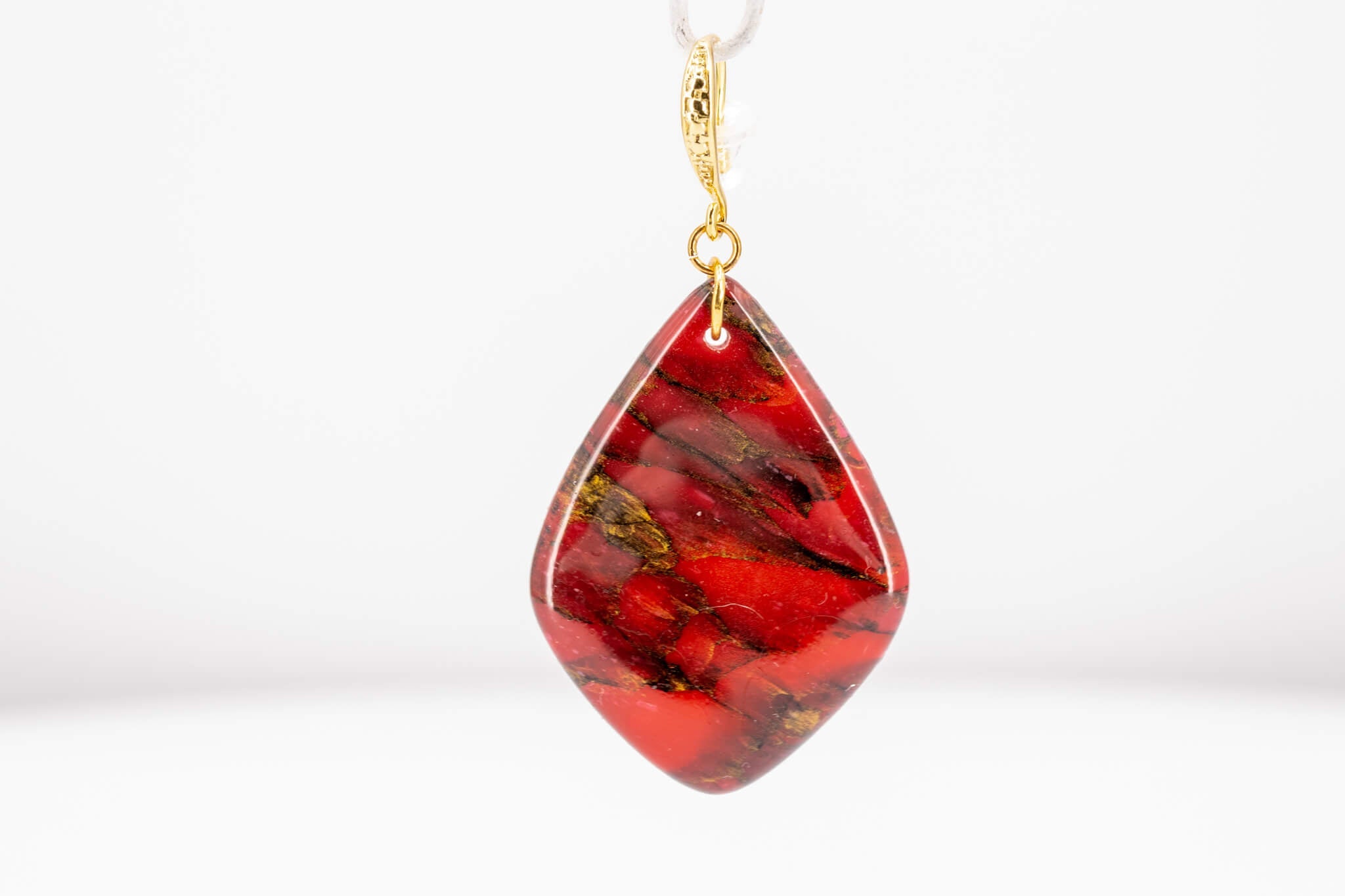 Crimson Stone Polymer Clay Earrings - Pearl Moon Creations