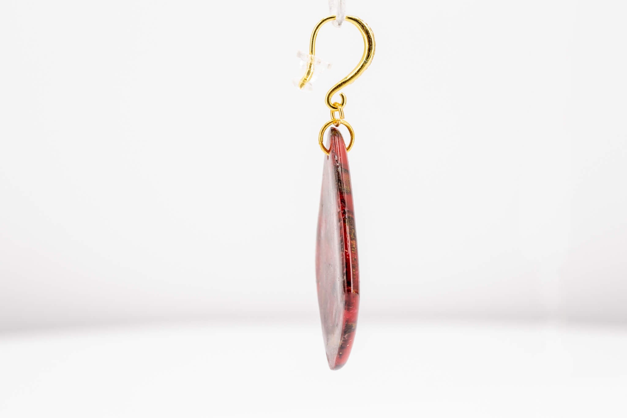 Crimson Stone Polymer Clay Earrings - Pearl Moon Creations