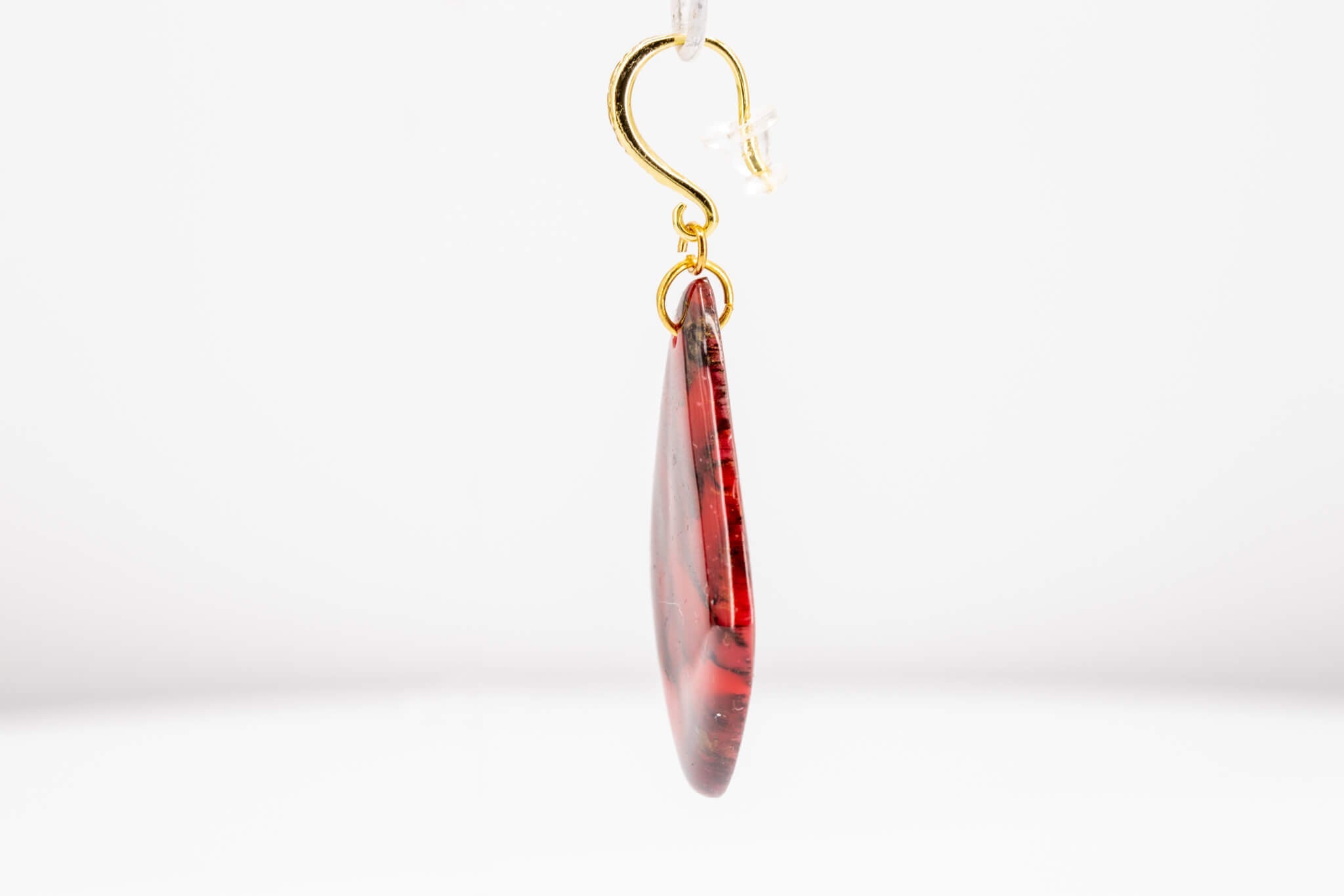 Crimson Stone Polymer Clay Earrings - Pearl Moon Creations