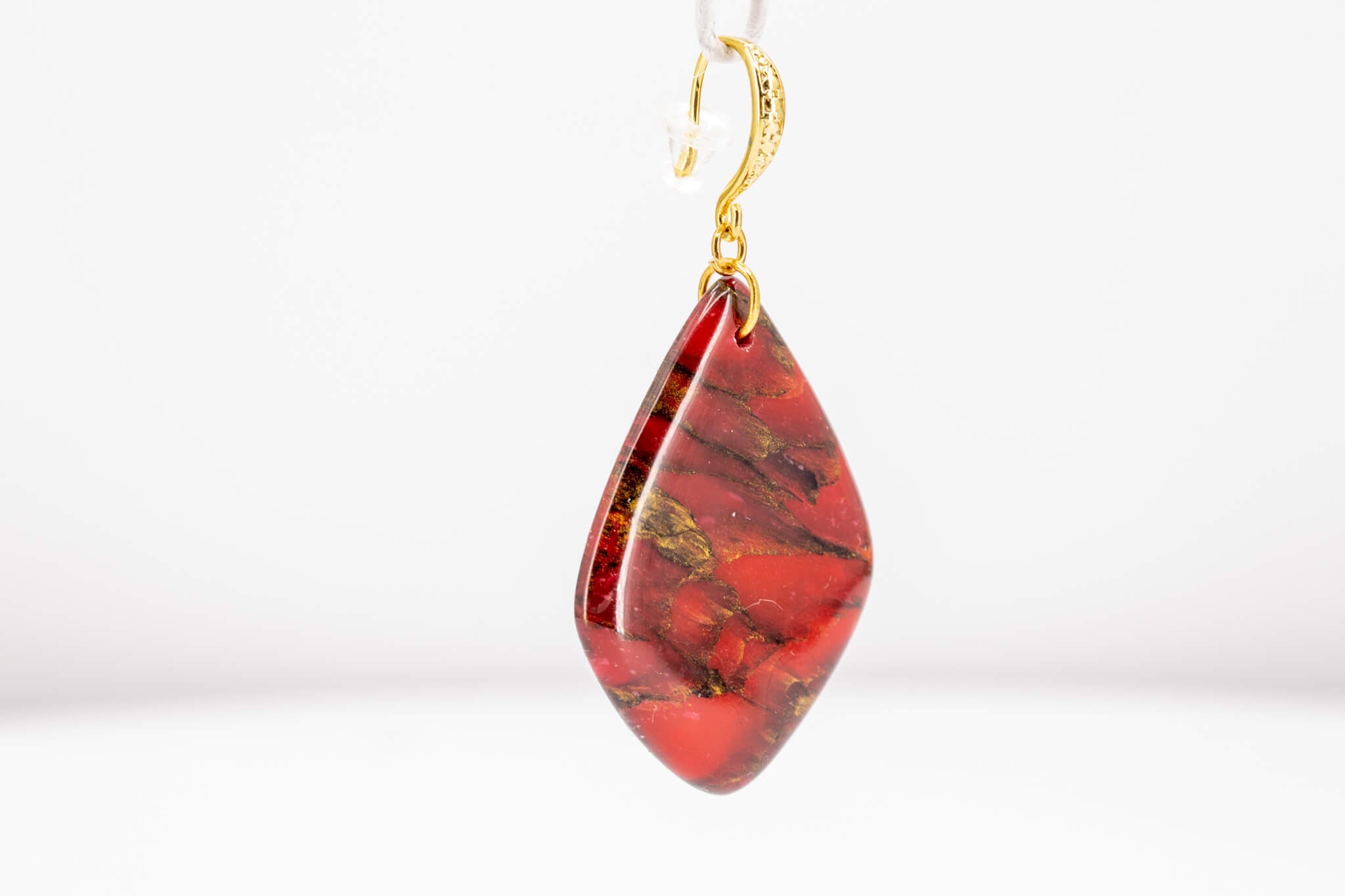 Crimson Stone Polymer Clay Earrings - Pearl Moon Creations