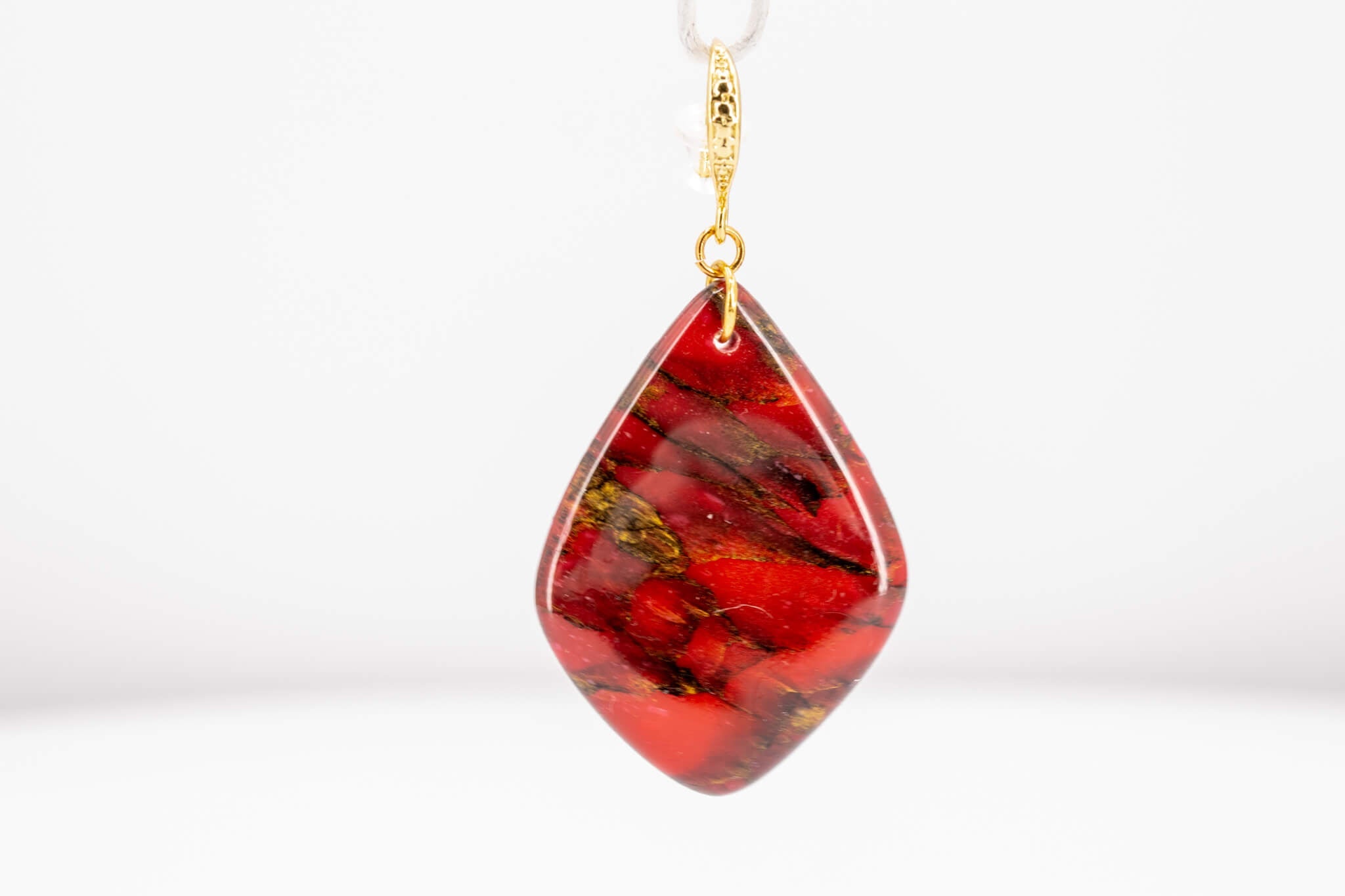 Crimson Stone Polymer Clay Earrings - Pearl Moon Creations