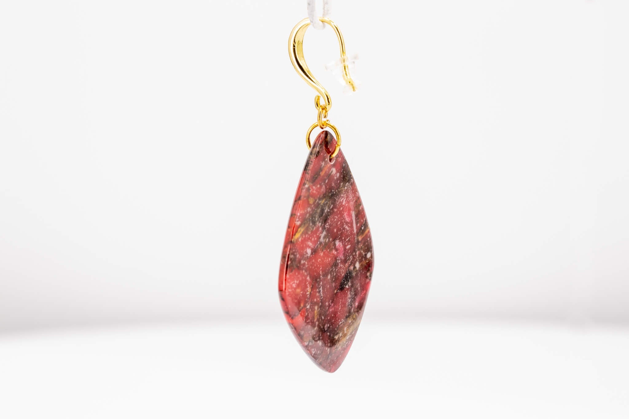 Crimson Stone Polymer Clay Earrings - Pearl Moon Creations