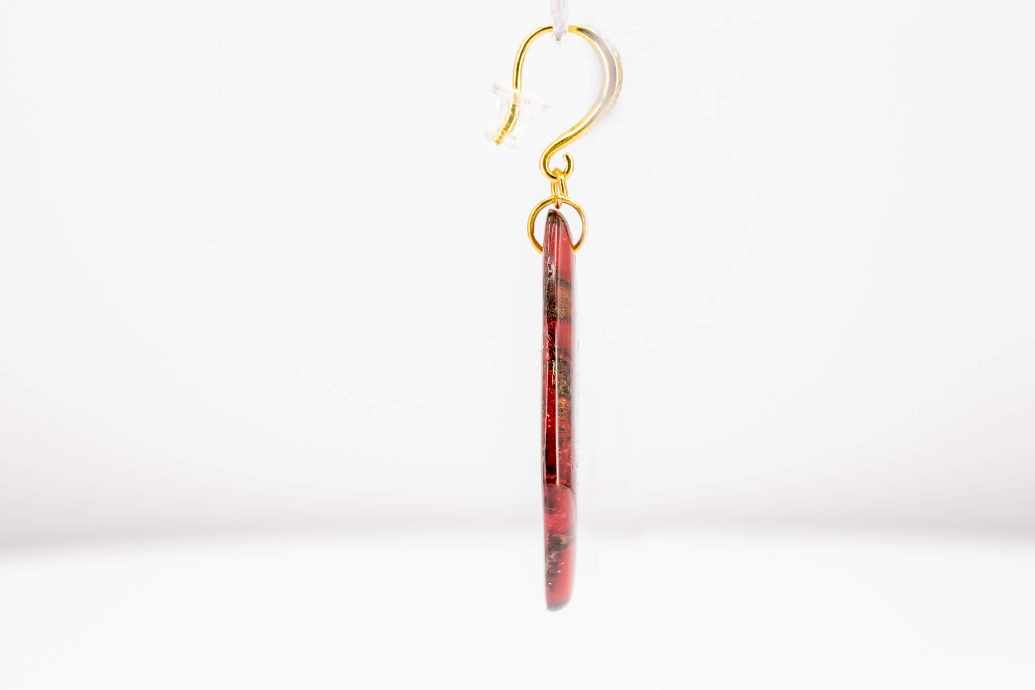Crimson Stone Polymer Clay Earrings - Pearl Moon Creations