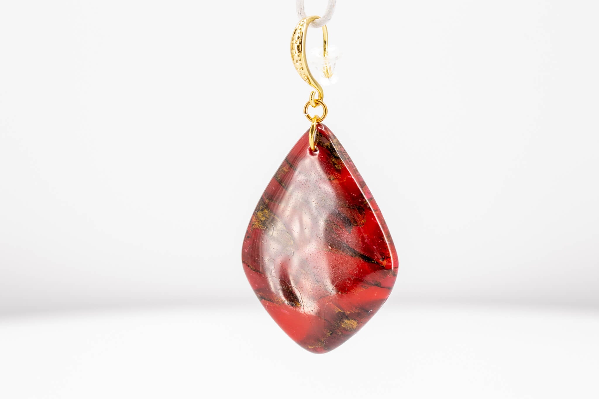 Crimson Stone Polymer Clay Earrings - Pearl Moon Creations