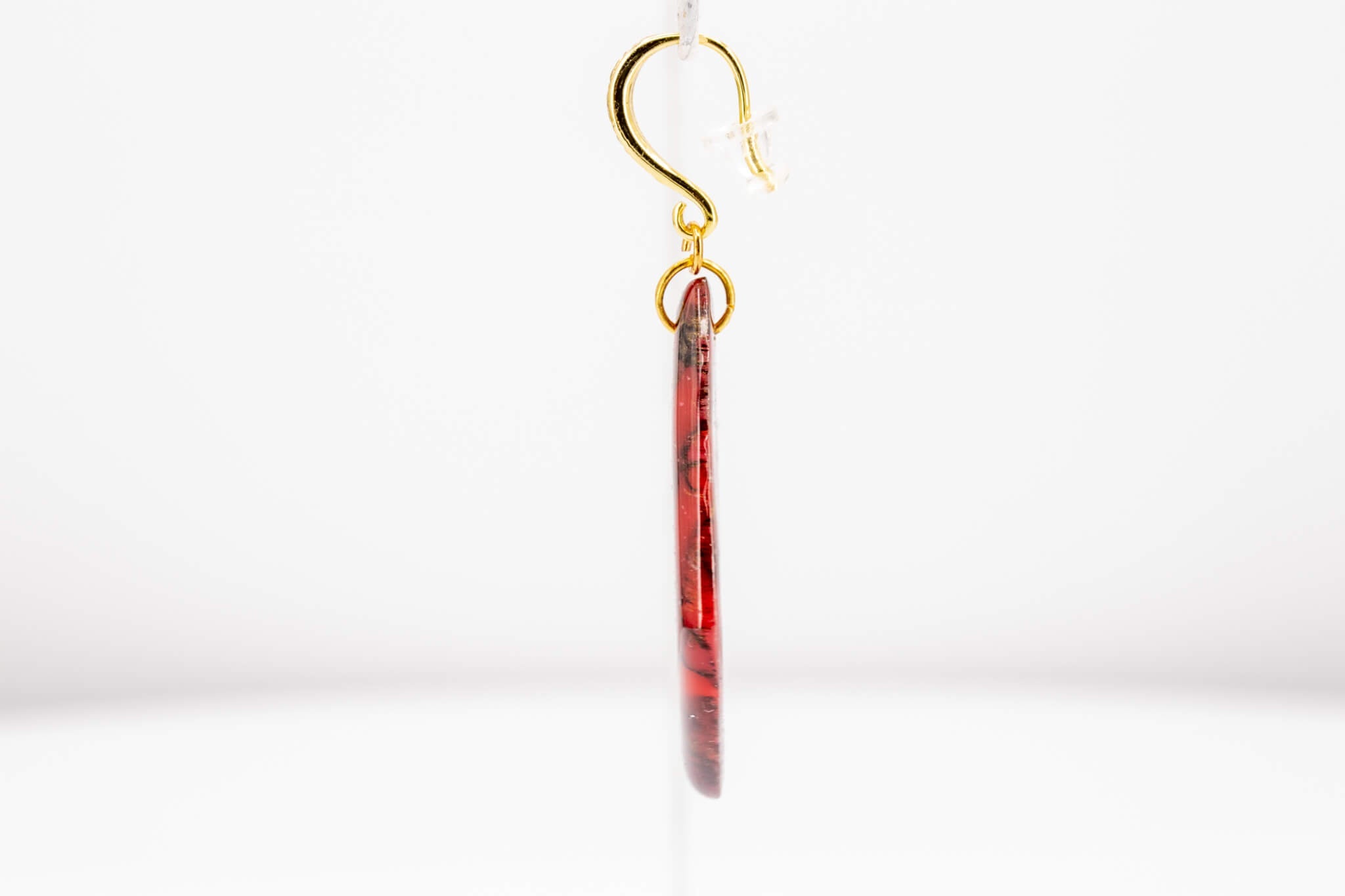 Crimson Stone Polymer Clay Earrings - Pearl Moon Creations