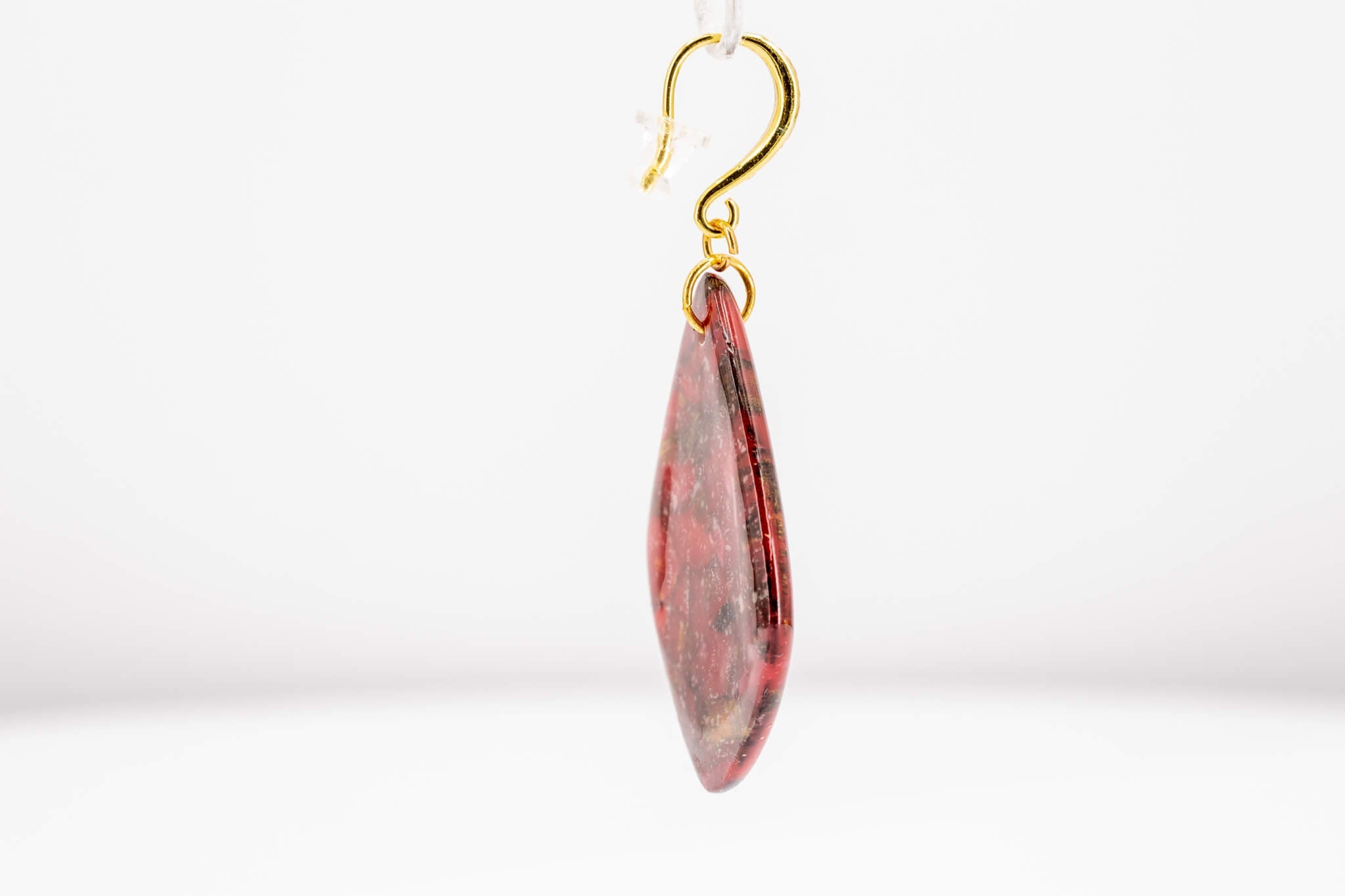 Crimson Stone Polymer Clay Earrings - Pearl Moon Creations