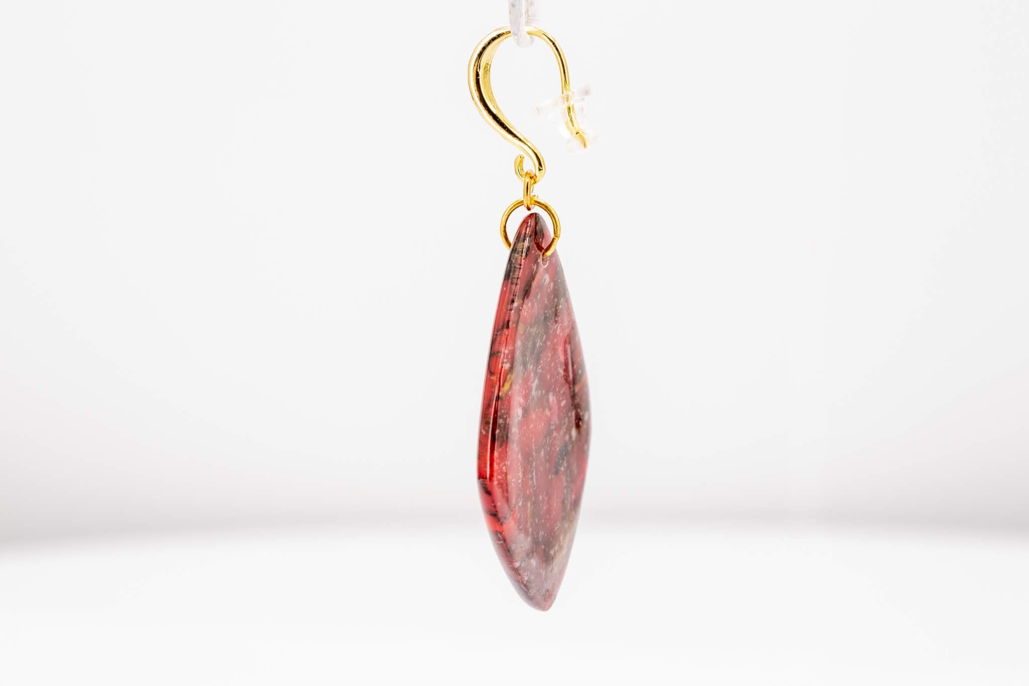 Crimson Stone Polymer Clay Earrings - Pearl Moon Creations