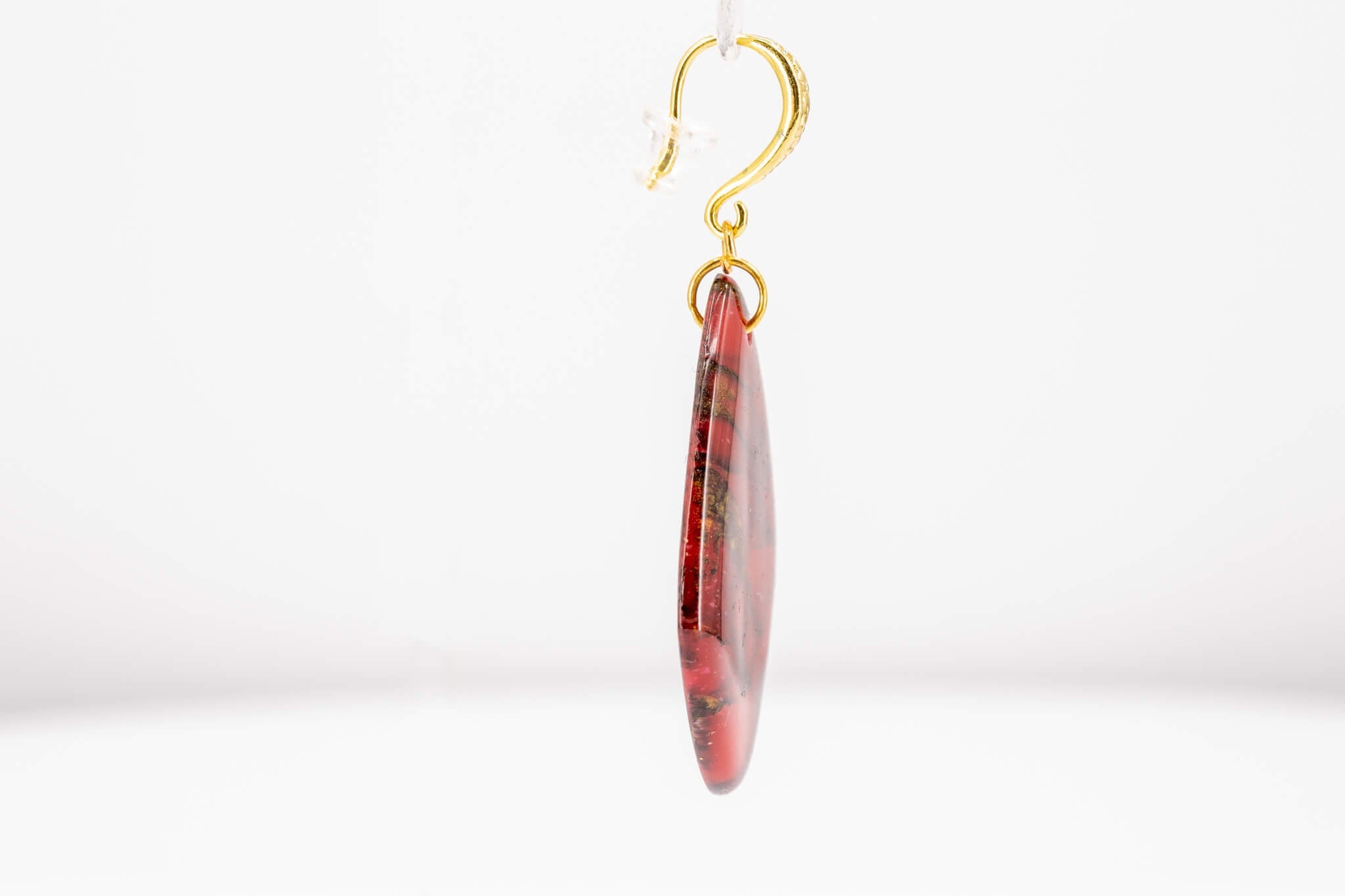 Crimson Stone Polymer Clay Earrings - Pearl Moon Creations