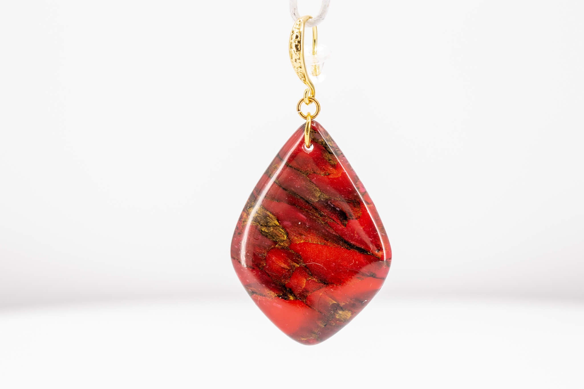 Crimson Stone Polymer Clay Earrings - Pearl Moon Creations