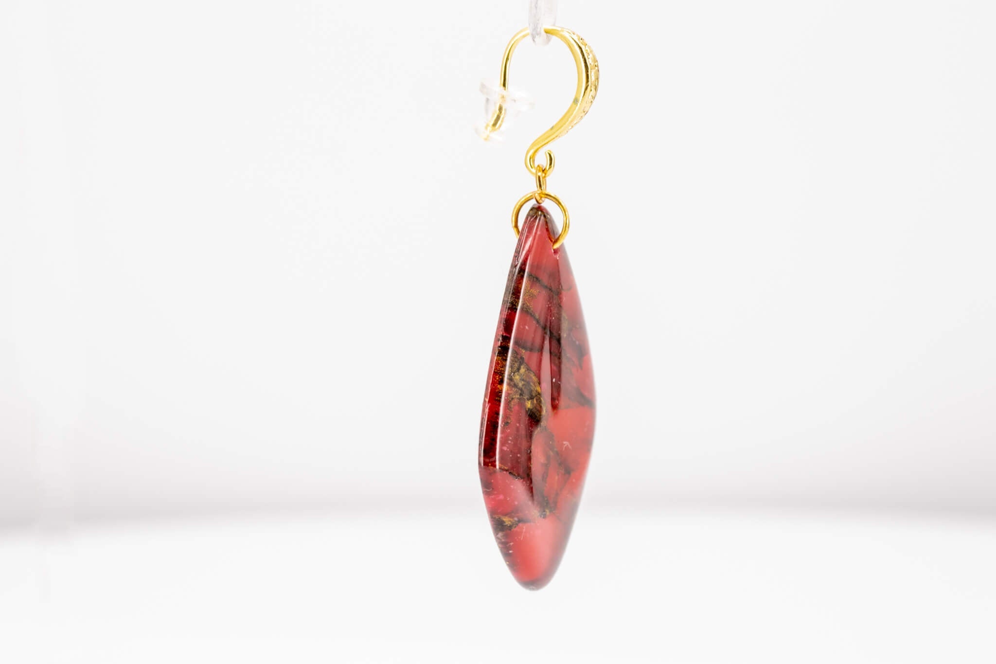 Crimson Stone Polymer Clay Earrings - Pearl Moon Creations